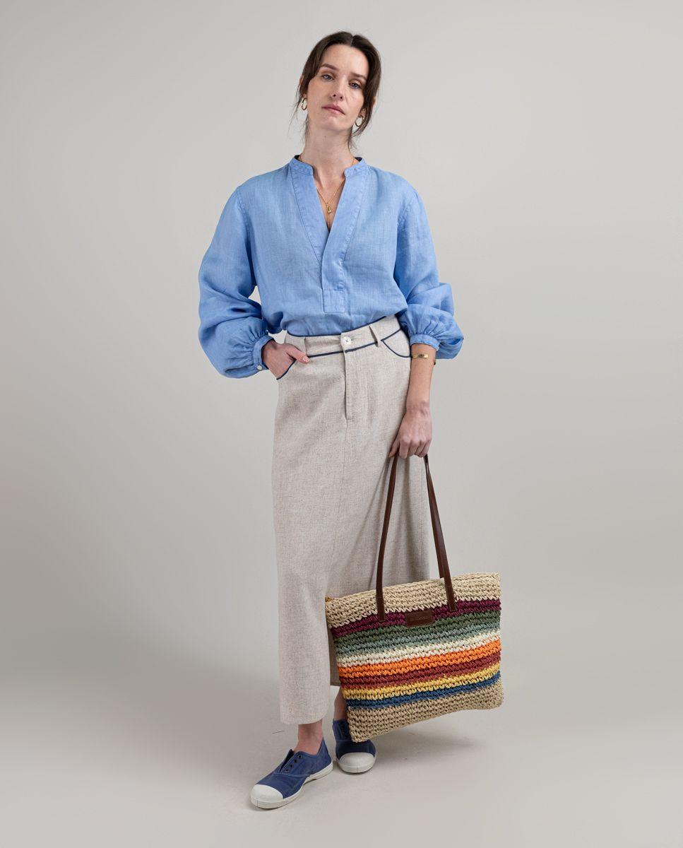 Camisa Polera Lino Azul MUJER PV 25-2