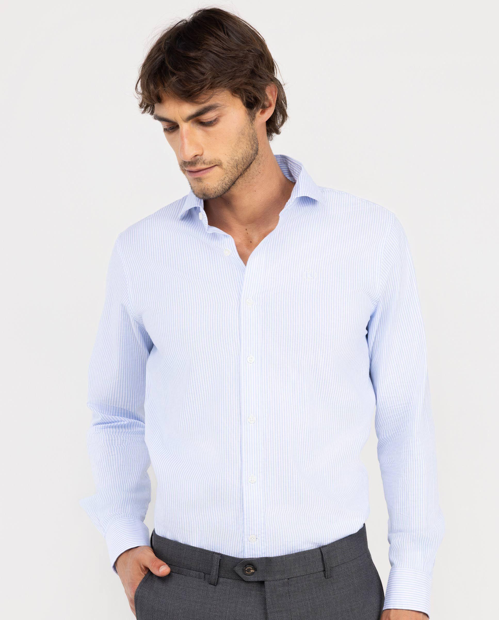 Camisa Pinpoint Vestir Yale Azul HOMBRE OI 25-1