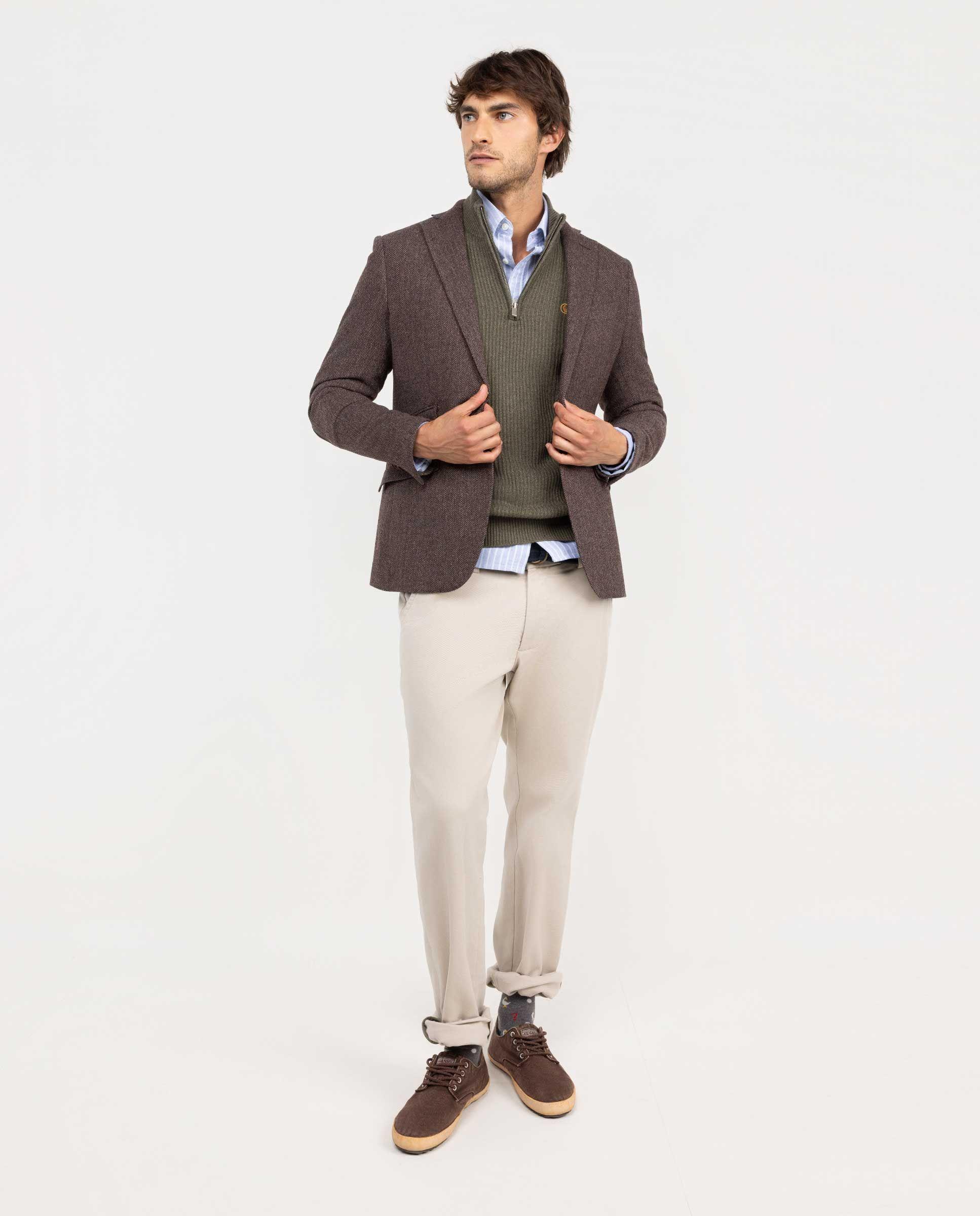 Americana Espiga Lana Granate HOMBRE OI 25-0