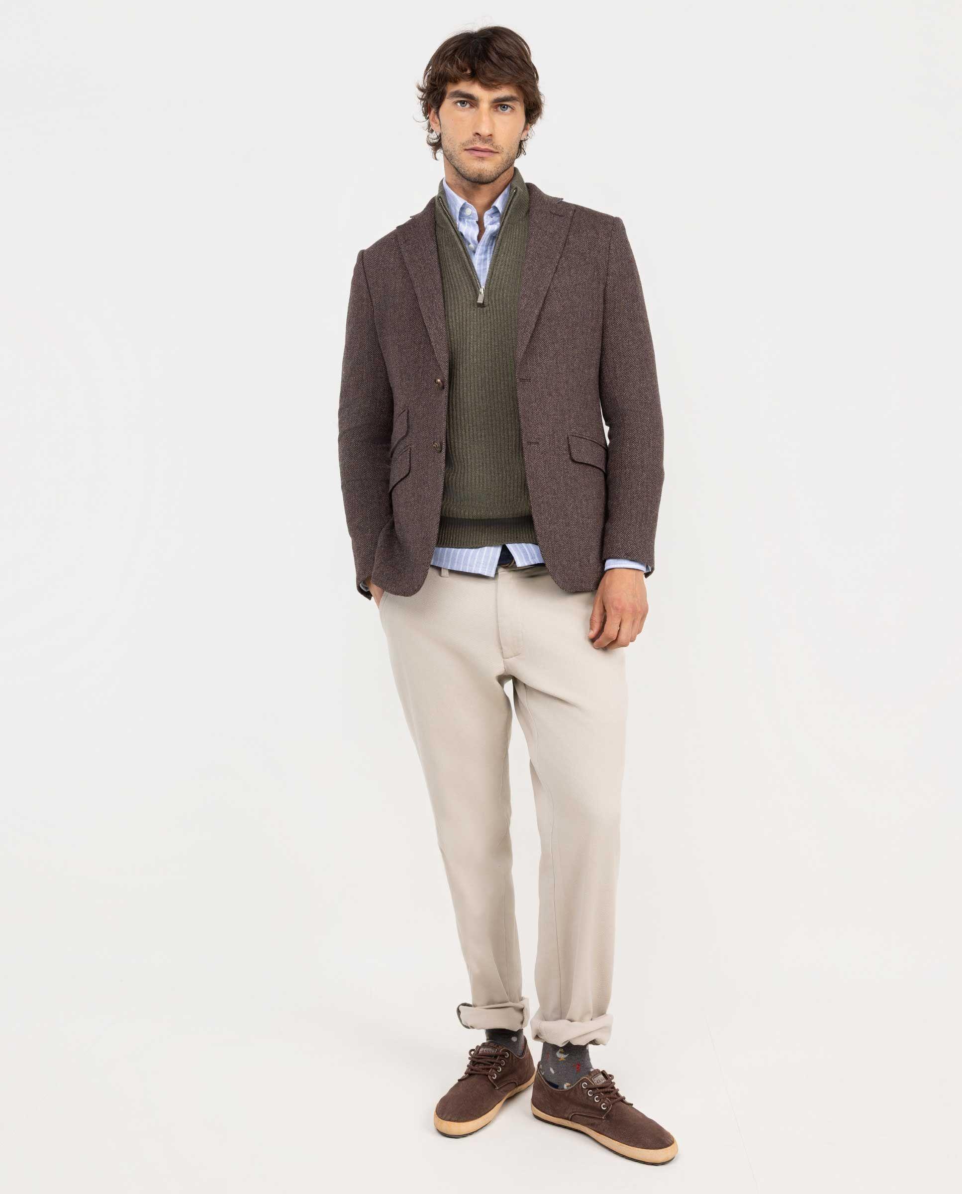Americana Espiga Lana Granate HOMBRE OI 25-1