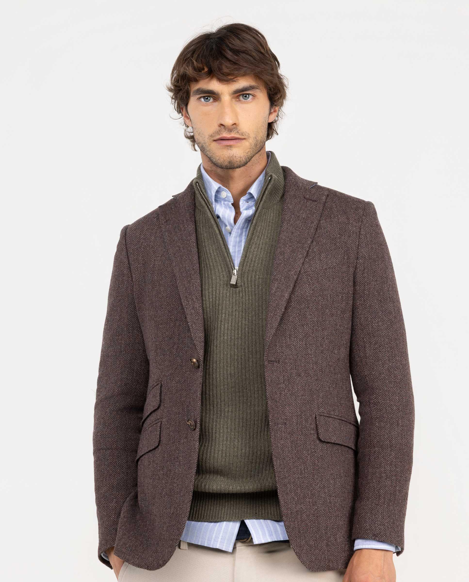Americana Espiga Lana Granate HOMBRE OI 25-2