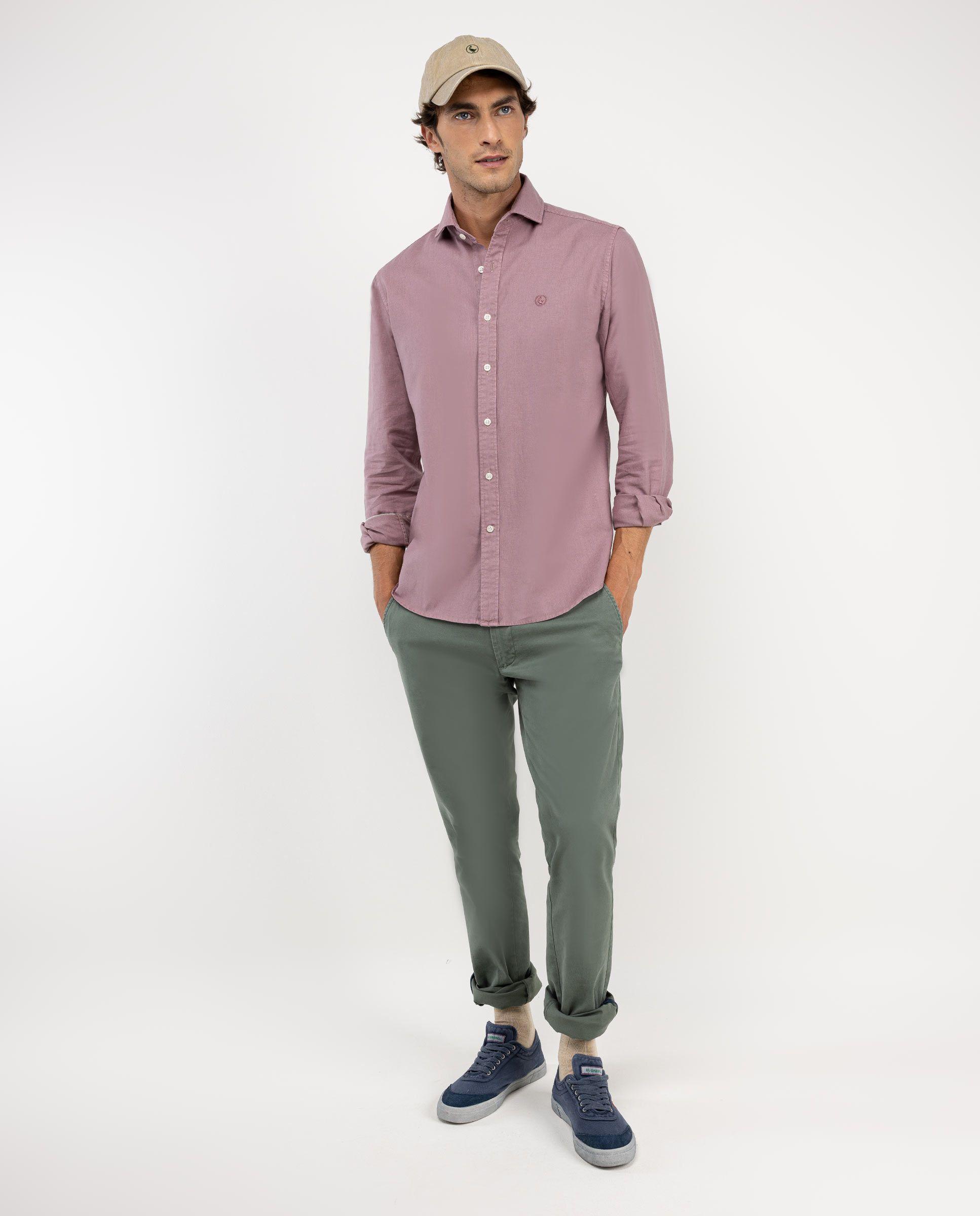 Camisa Algodón Lino Granate HOMBRE OI 25-1