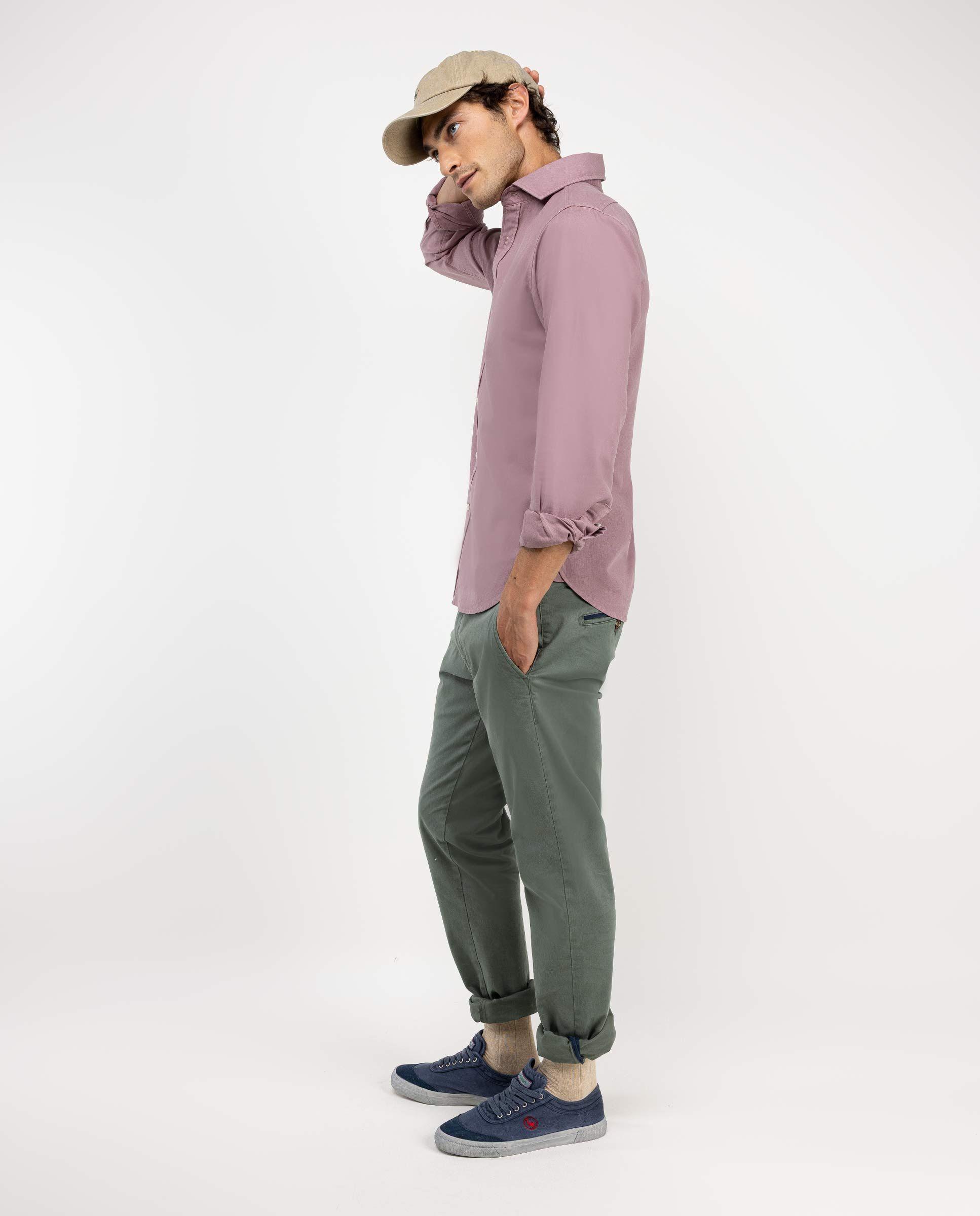 Camisa Algodón Lino Granate HOMBRE OI 25-2