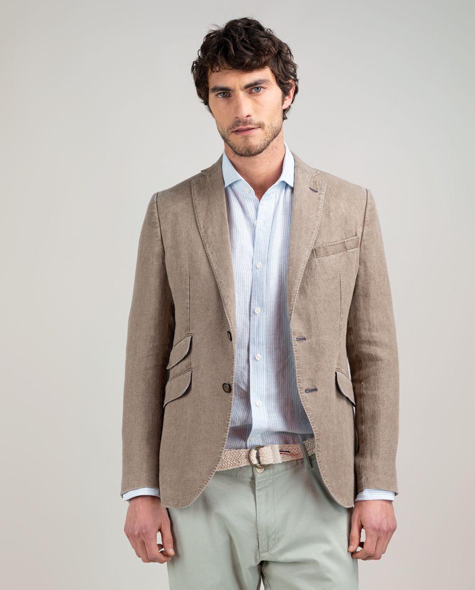 Americana Lino Lavado Tostado HOMBRE PV 25-0