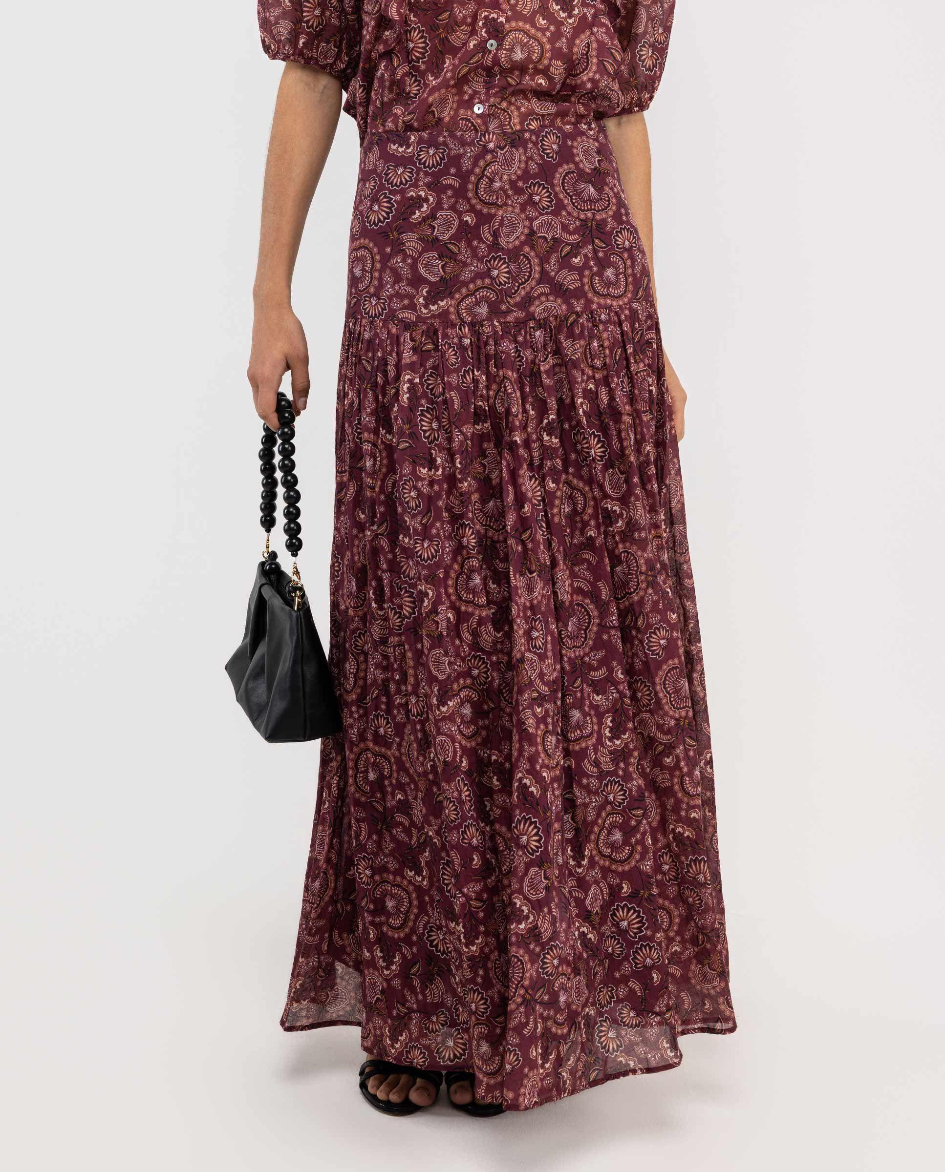 Falda Estampada Flores Burdeos MUJER OI 25-1