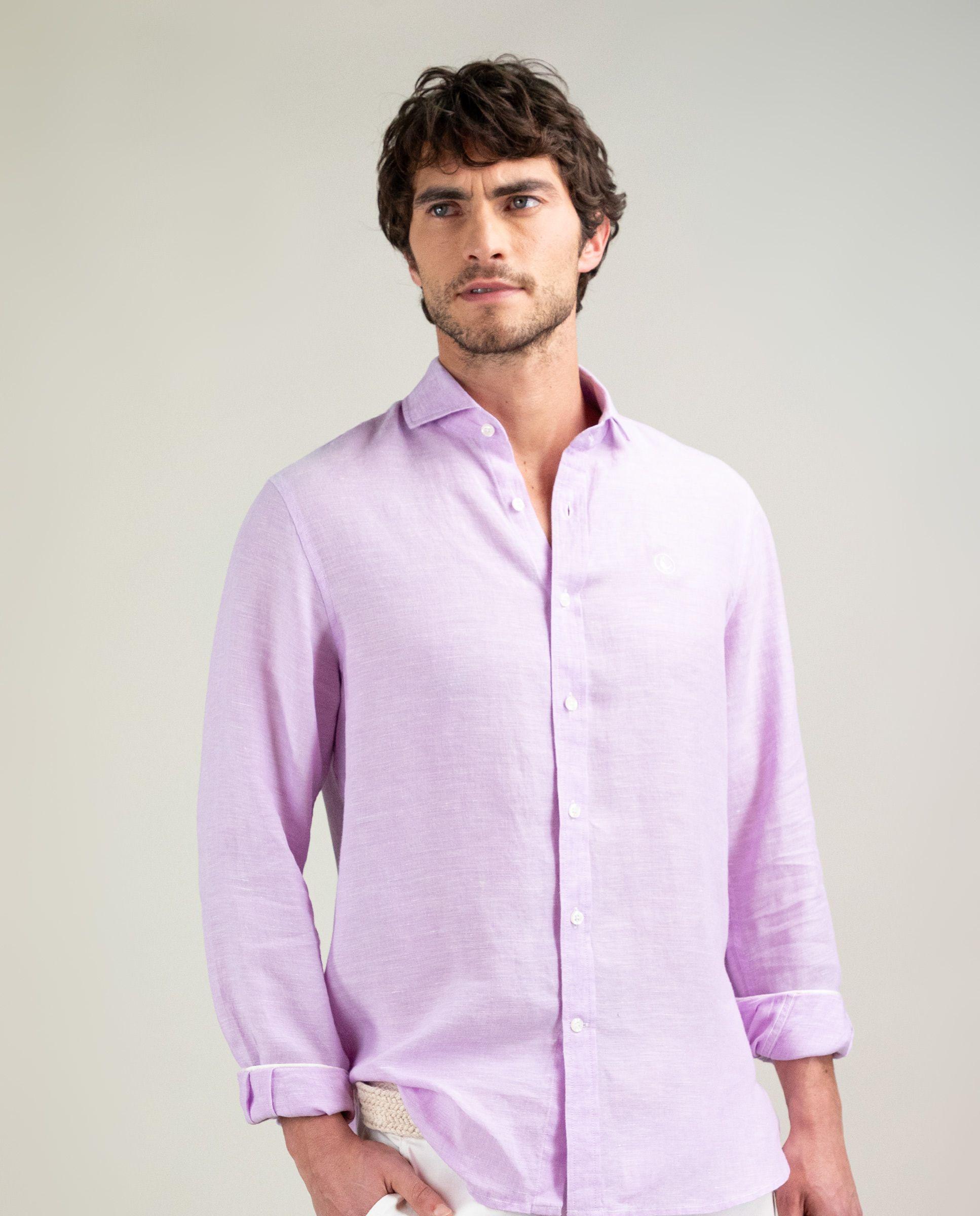 Camisa Lino Chambray Lavanda HOMBRE PV 25-0