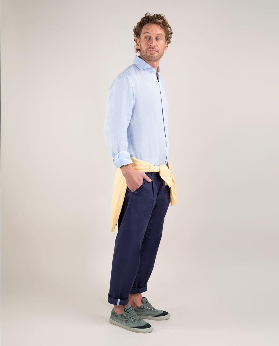 Camisa Lino Chambray Celeste HOMBRE PV 25-2