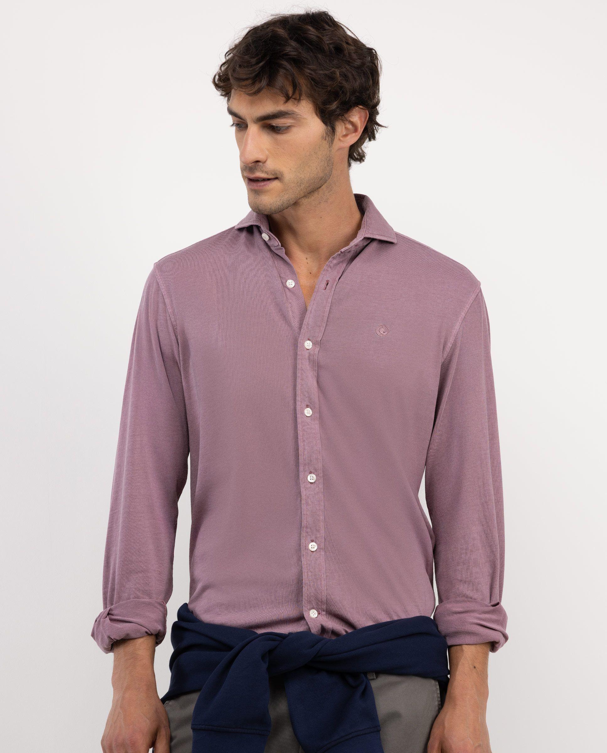 Camisa Punto Algodón Rosa HOMBRE OI 25-1