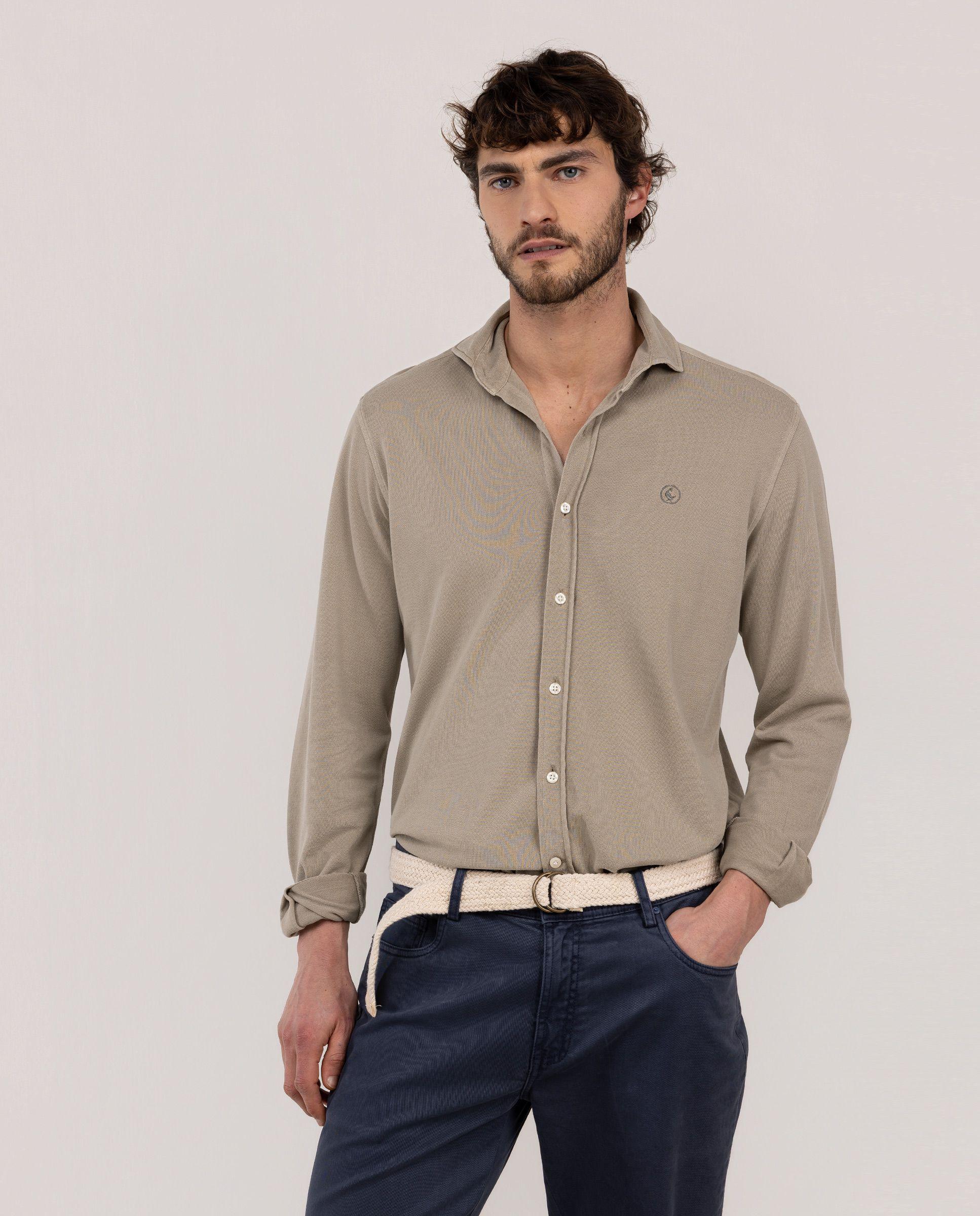 Camisa Piqué Beige HOMBRE PV 26-2
