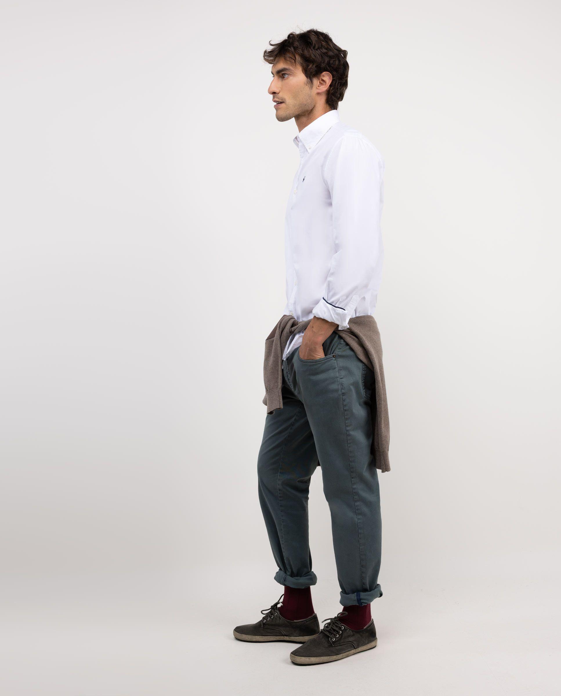 Camisa Garment Dyed Algodón Blanco HOMBRE OI 25-2