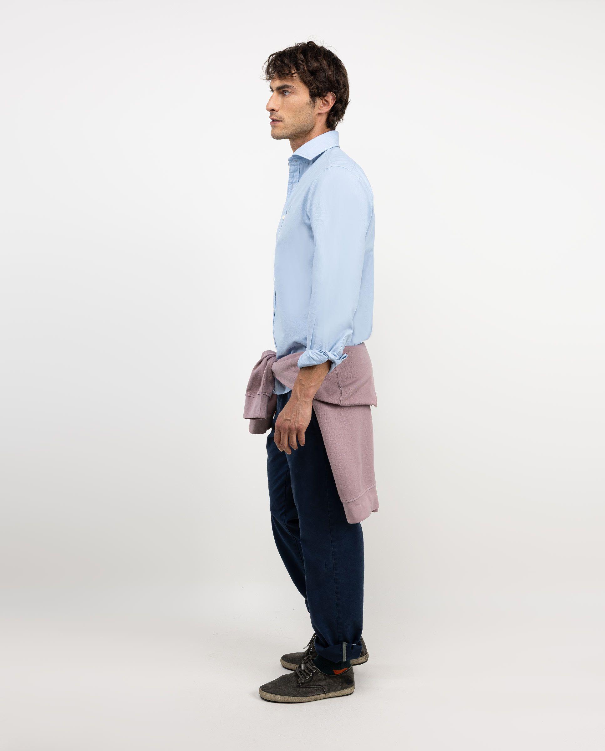 Camisa Algodón Lino Celeste HOMBRE OI 25-2