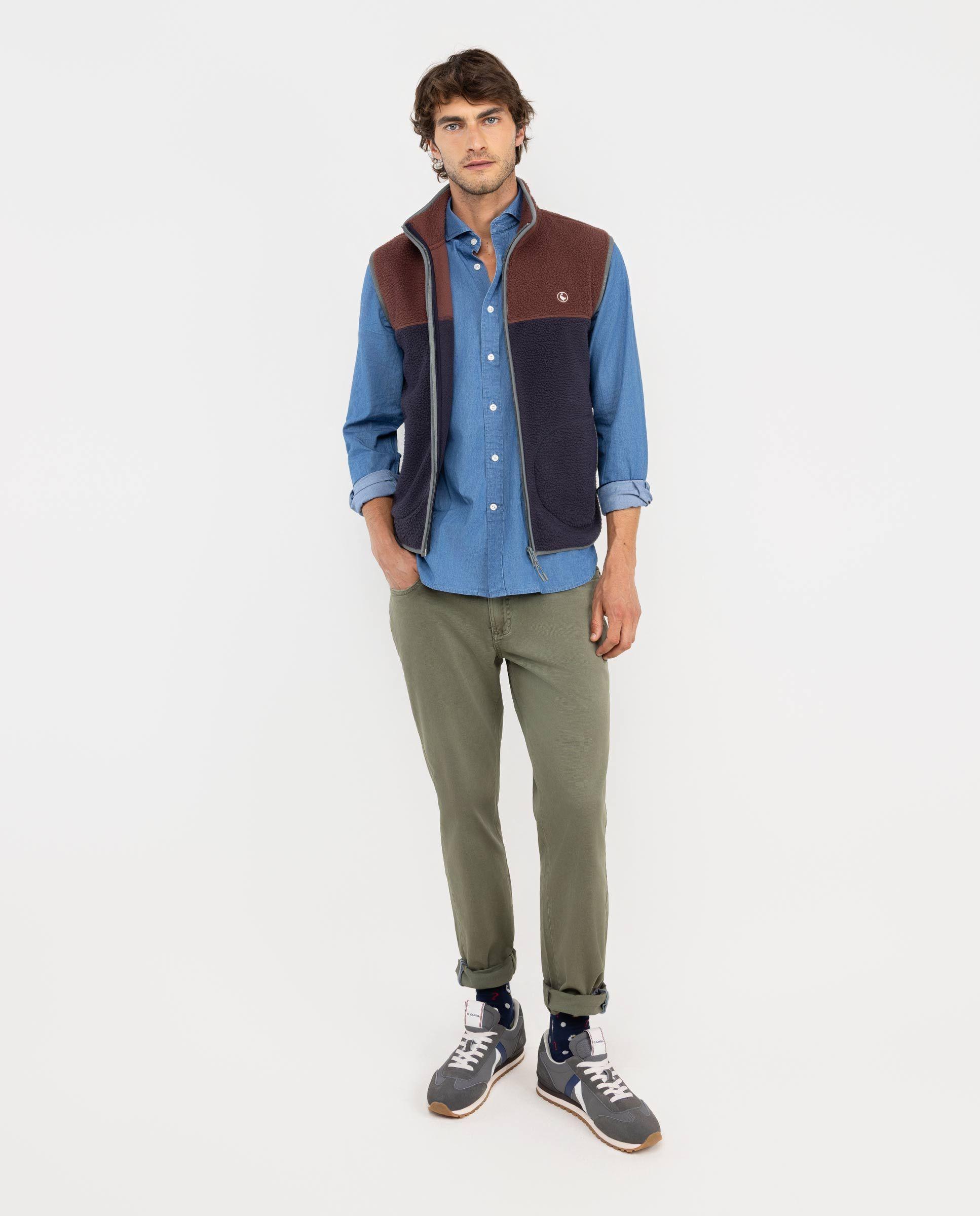 Chaleco Polar Color Block Burdeos Marino HOMBRE OI 25-1