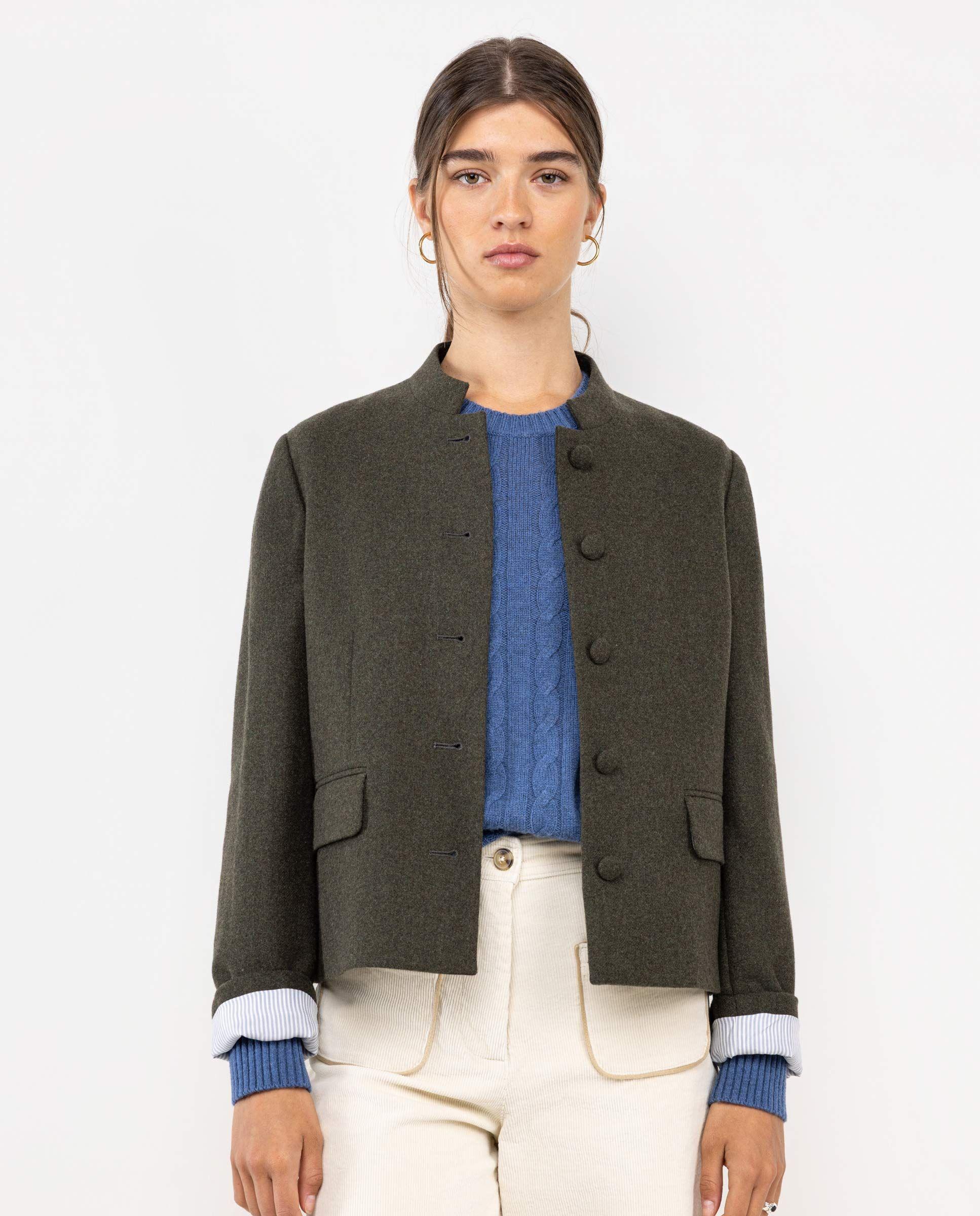 Chaqueta Corta Lana Verde MUJER OI 25-0