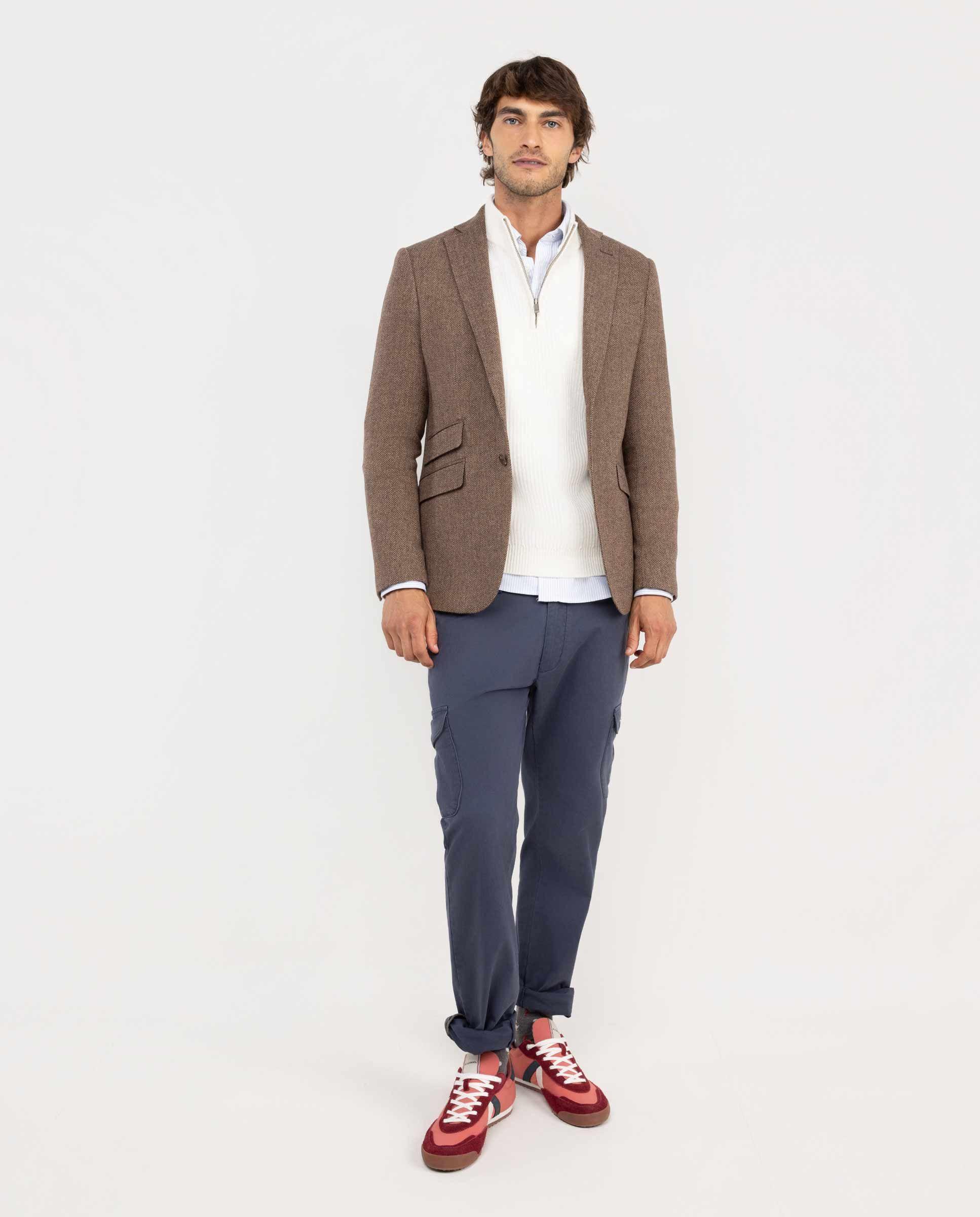 Americana Espiga Lana Beige HOMBRE OI 25-1
