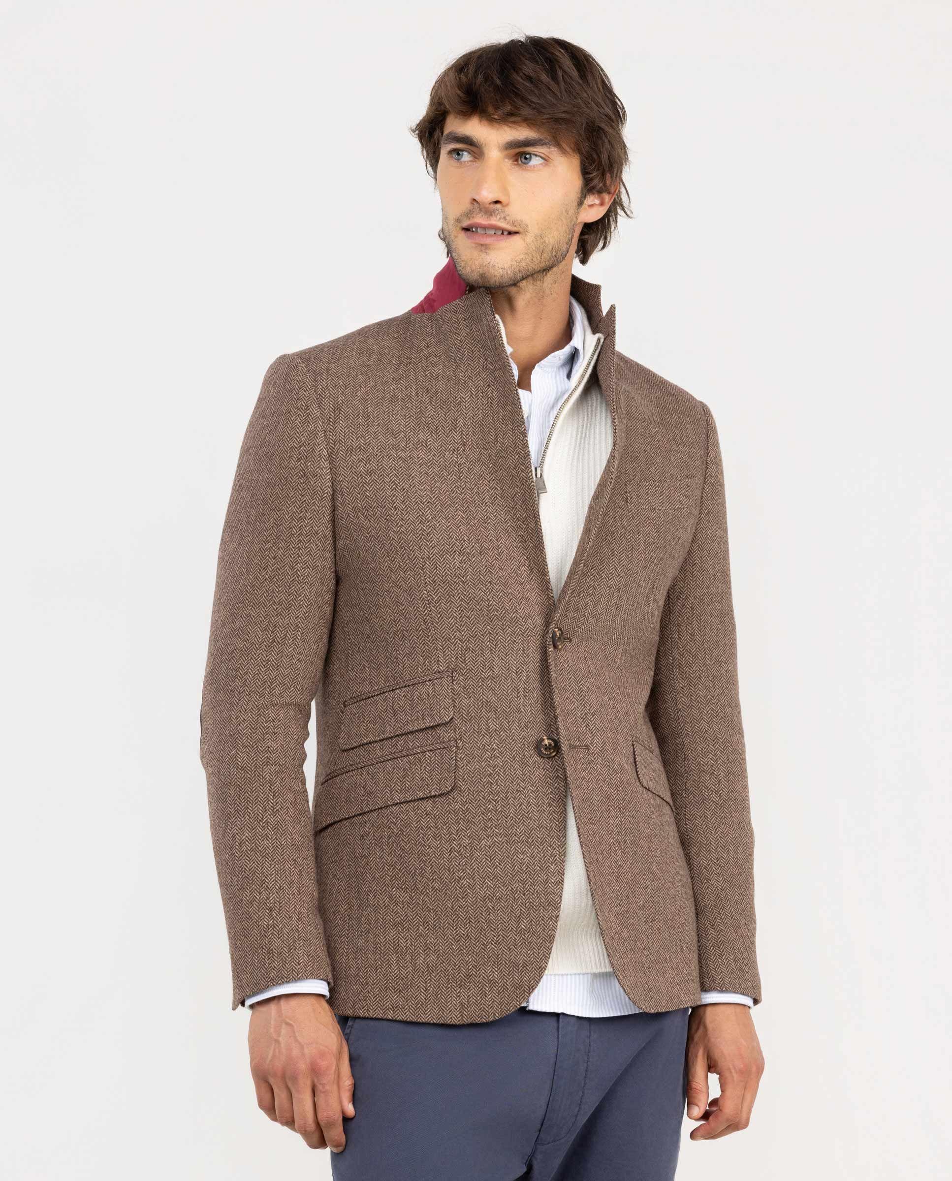 Americana Espiga Lana Beige HOMBRE OI 25-3