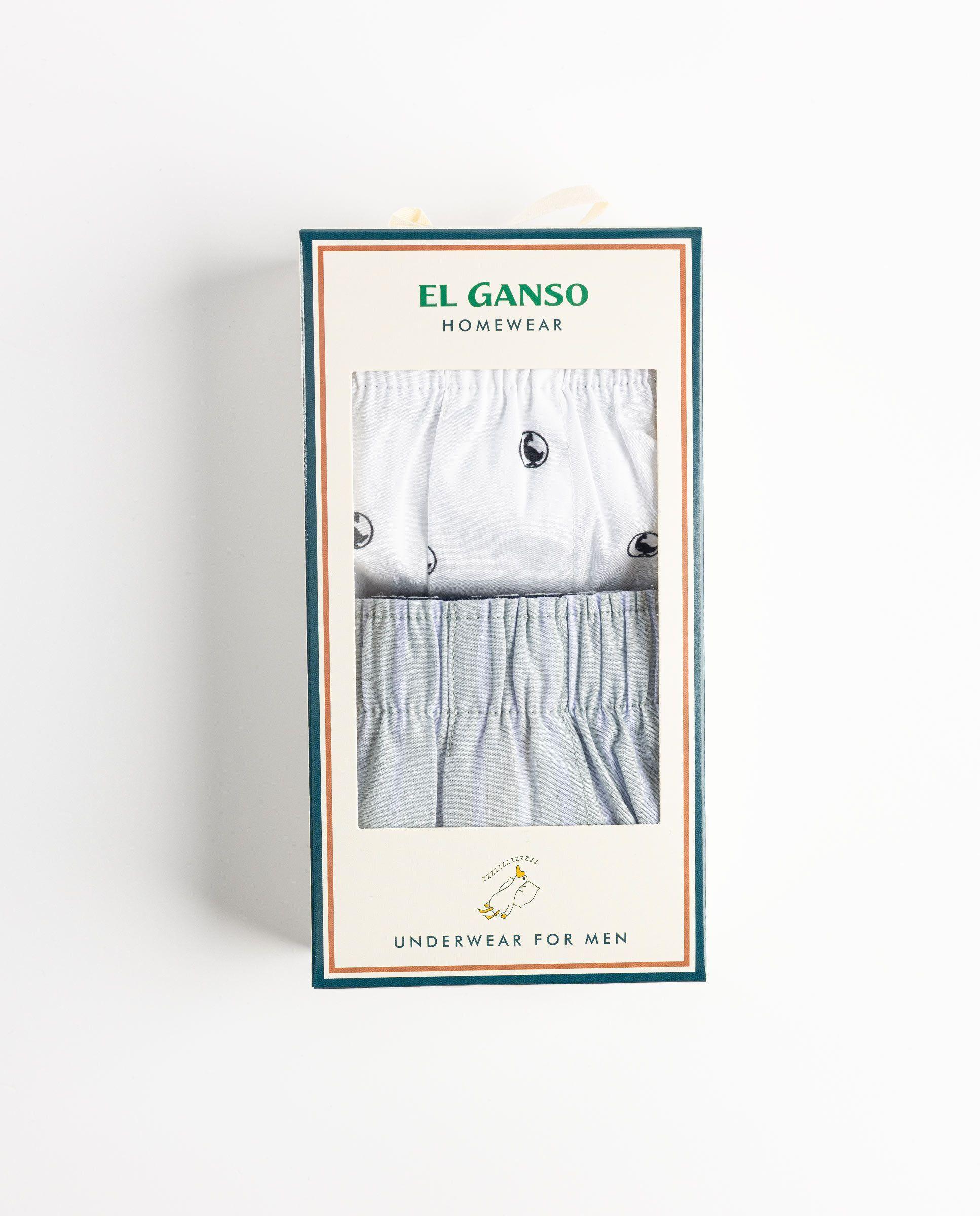 Pack Boxer Plana Liso Blanco Estampado Gansos Raya Butcher Verde UNISEX OI 25-0