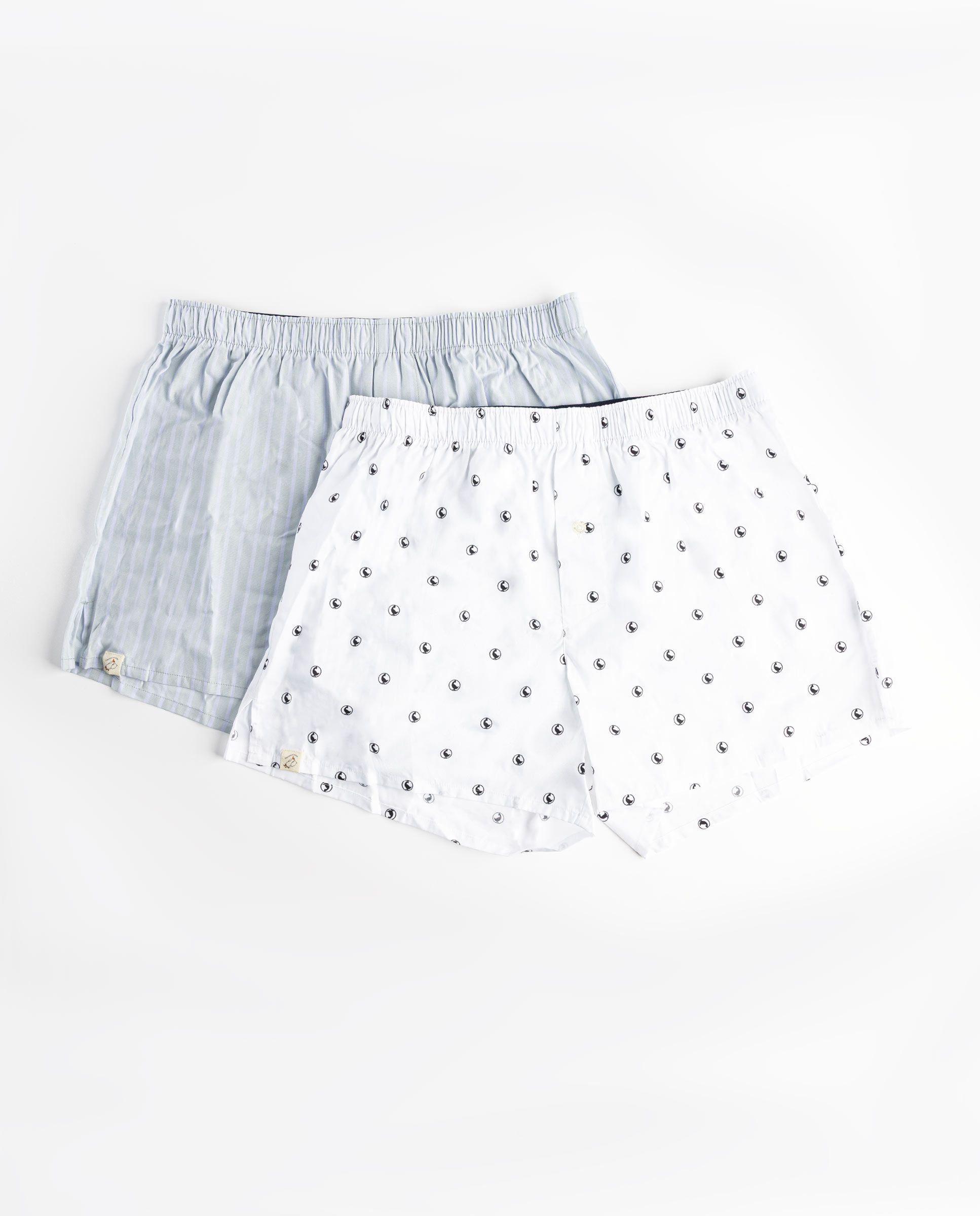 Pack Boxer Plana Liso Blanco Estampado Gansos Raya Butcher Verde UNISEX OI 25-1