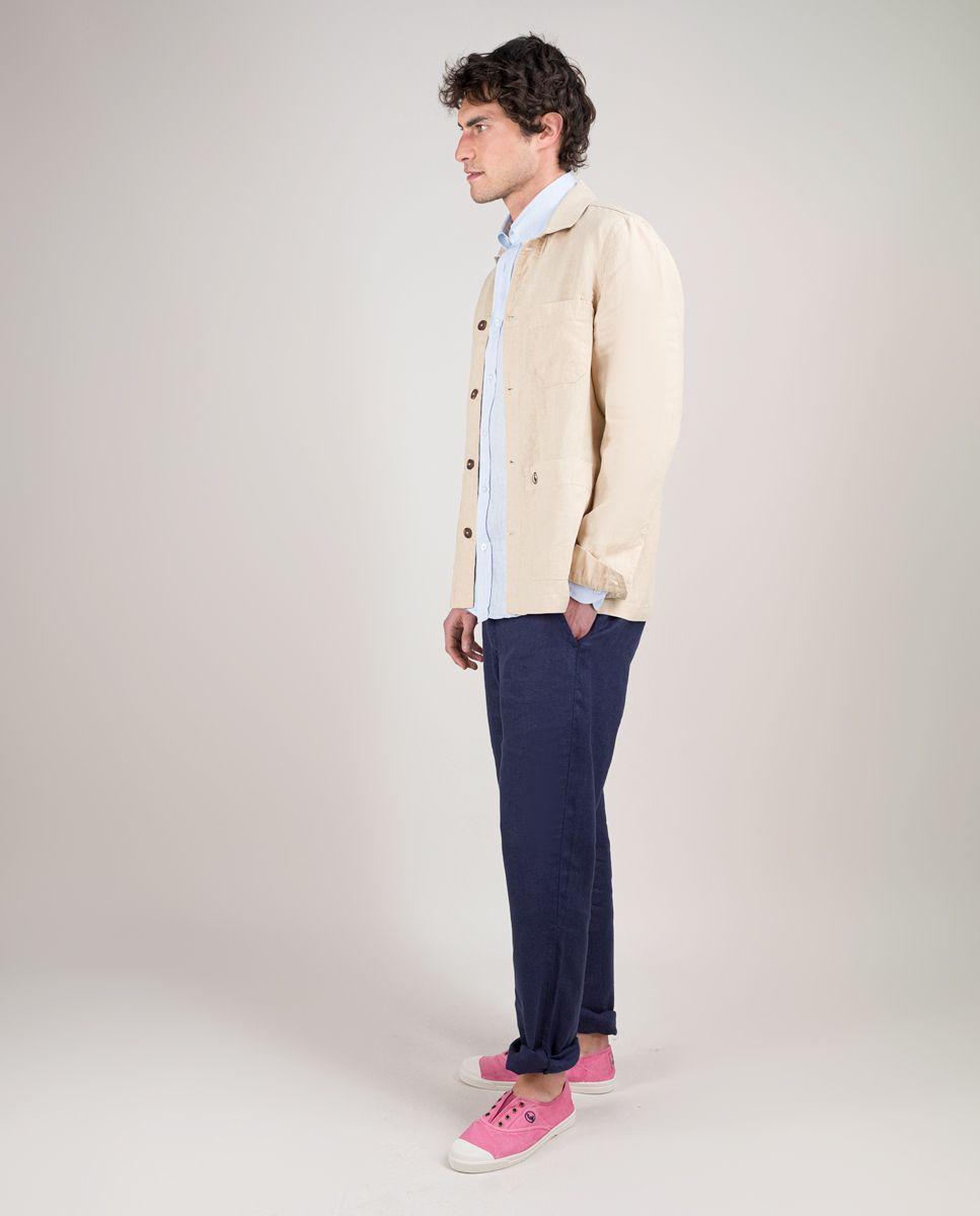 Sobrecamisa Lino Garment Dyed Beige HOMBRE PV 25-2