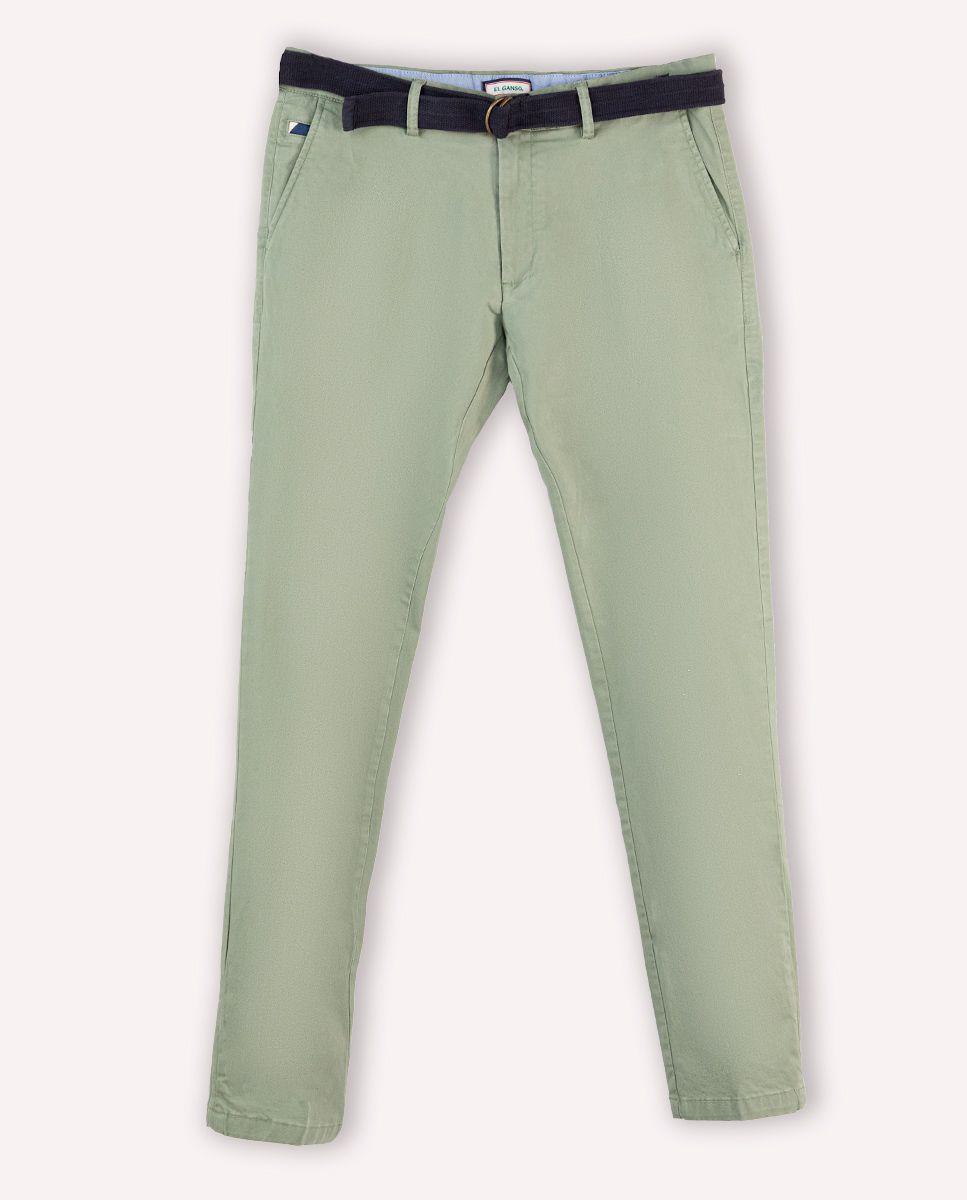 Pantalón Chino Básico Verde Claro-0