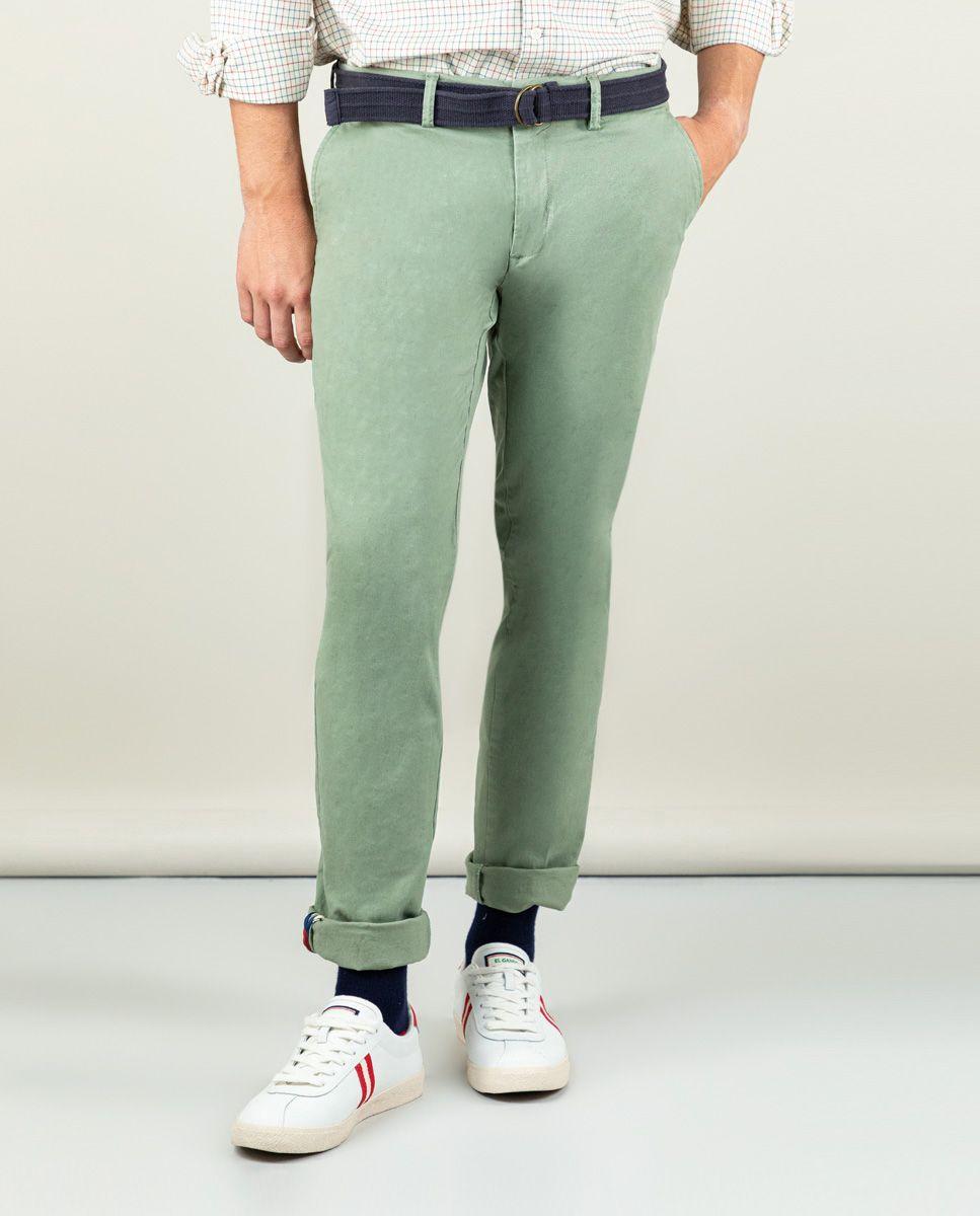 Pantalón Chino Básico Verde Claro-1