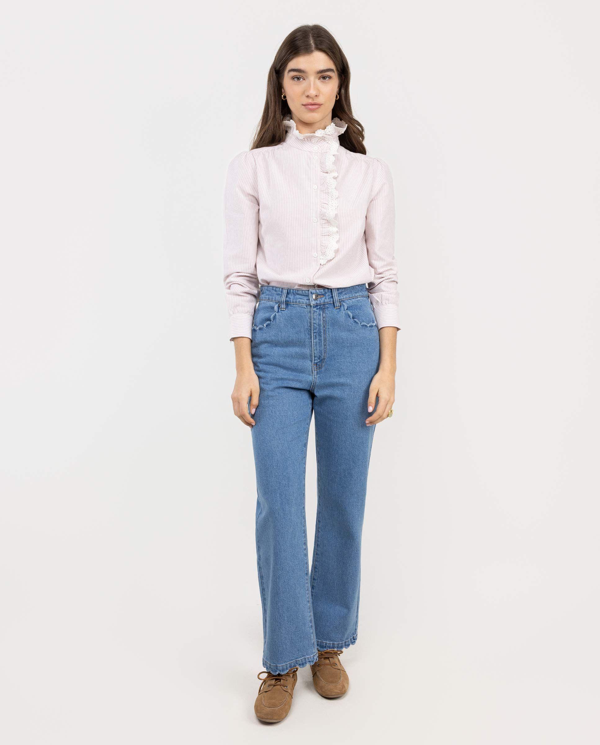 Camisa Louise Volante Rayas Rosa MUJER PV 26-0