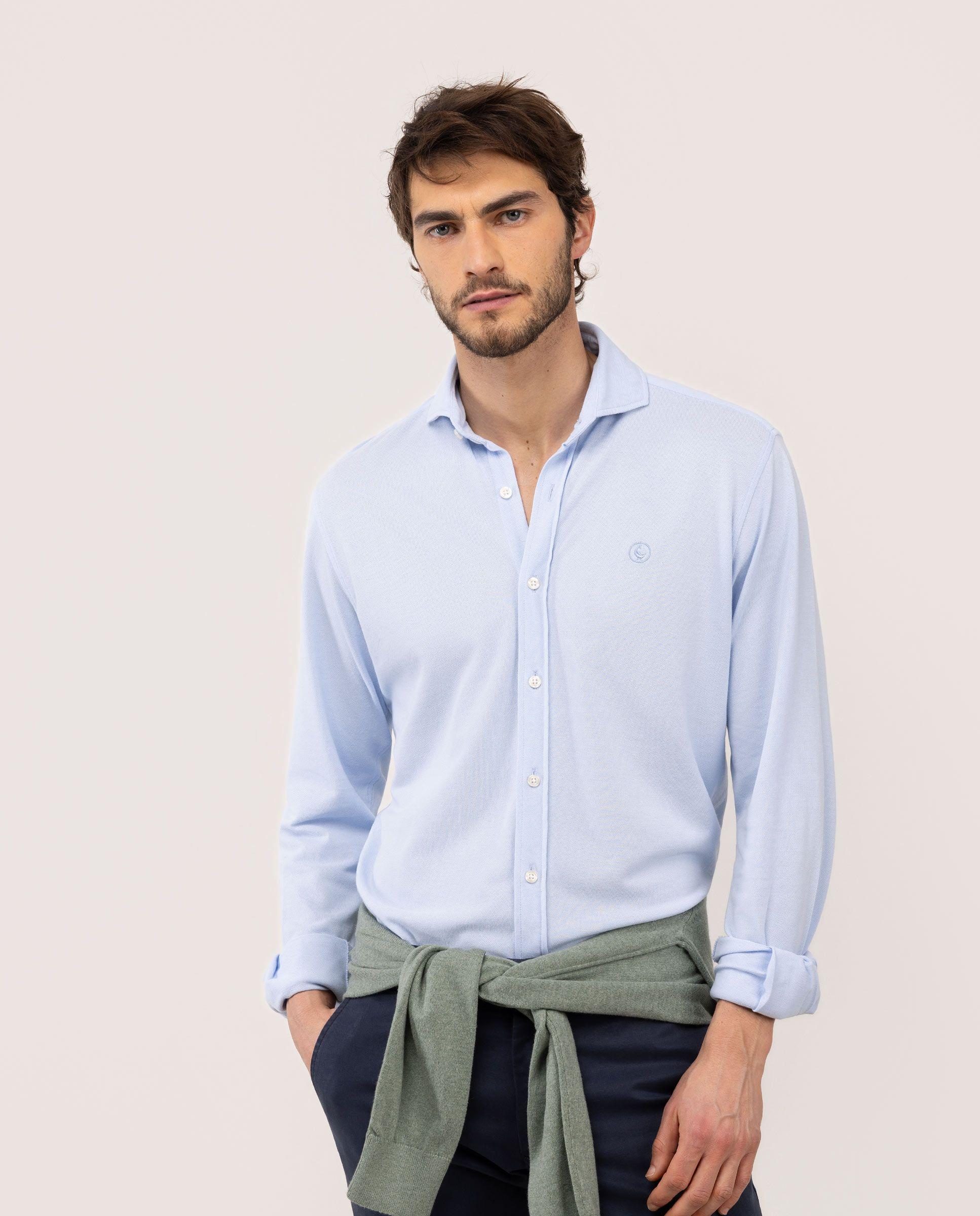Camisa Piqué Celeste HOMBRE PV 26-1