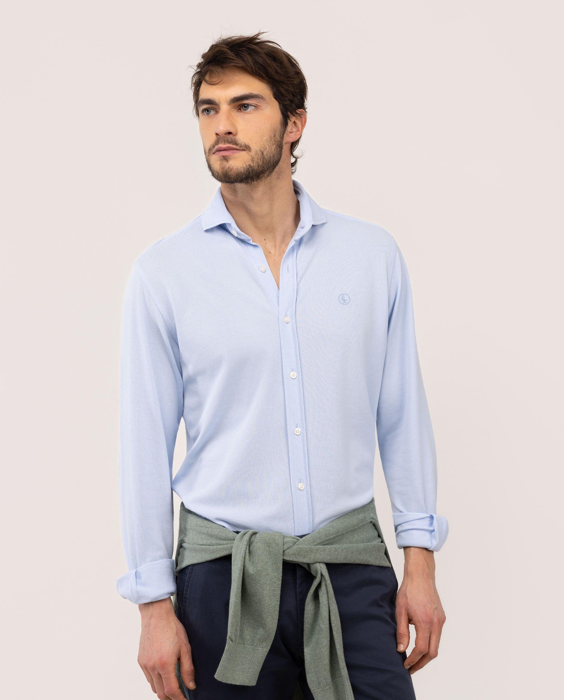 Camisa Piqué Celeste HOMBRE PV 26-2