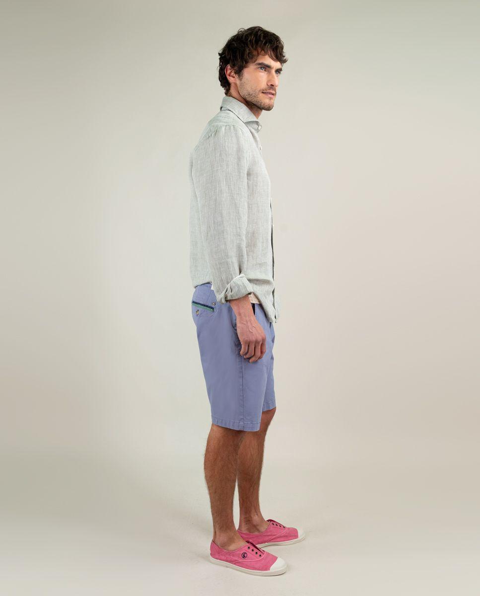 Camisa Lino Chambray Verde Oscuro HOMBRE PV 25-2