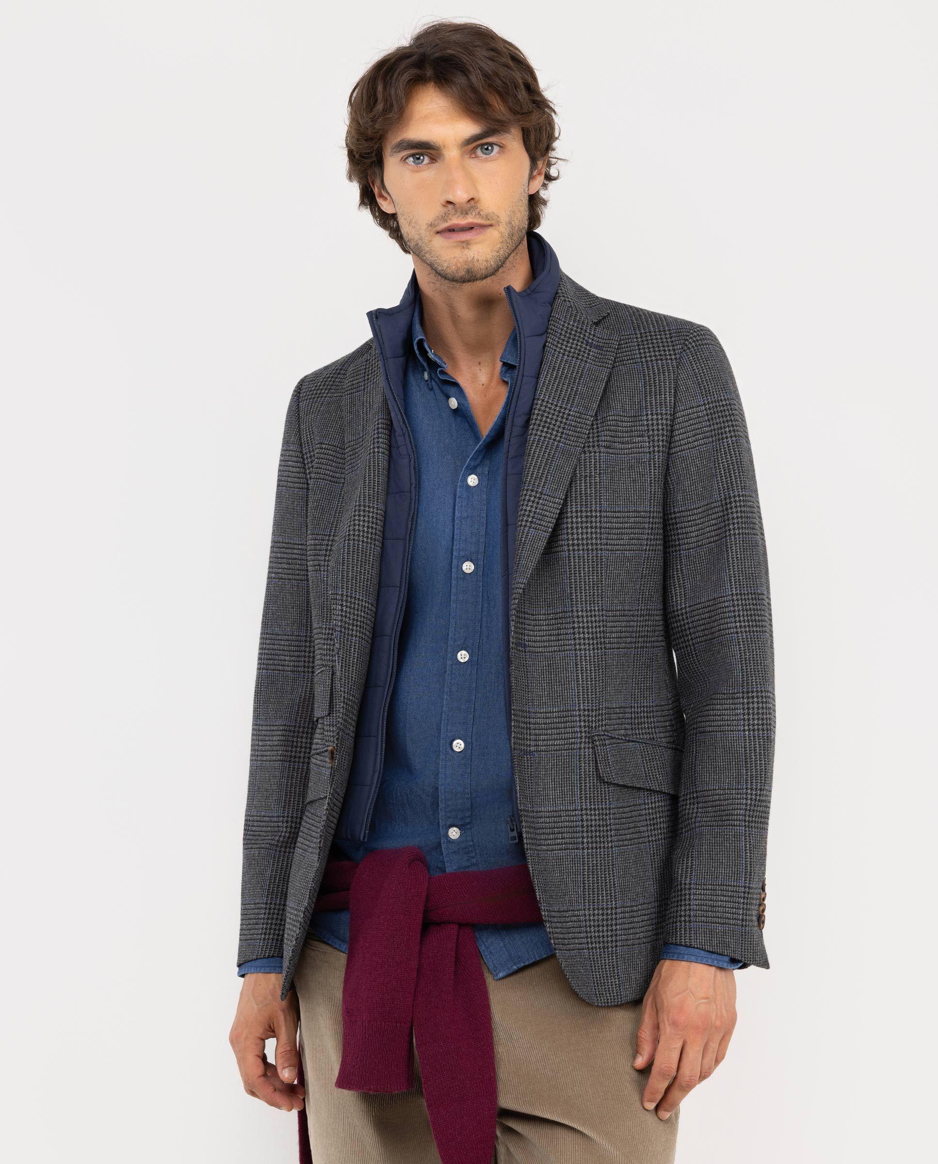 Americana Cuadro Gales Gris Desmontable HOMBRE OI 25-2