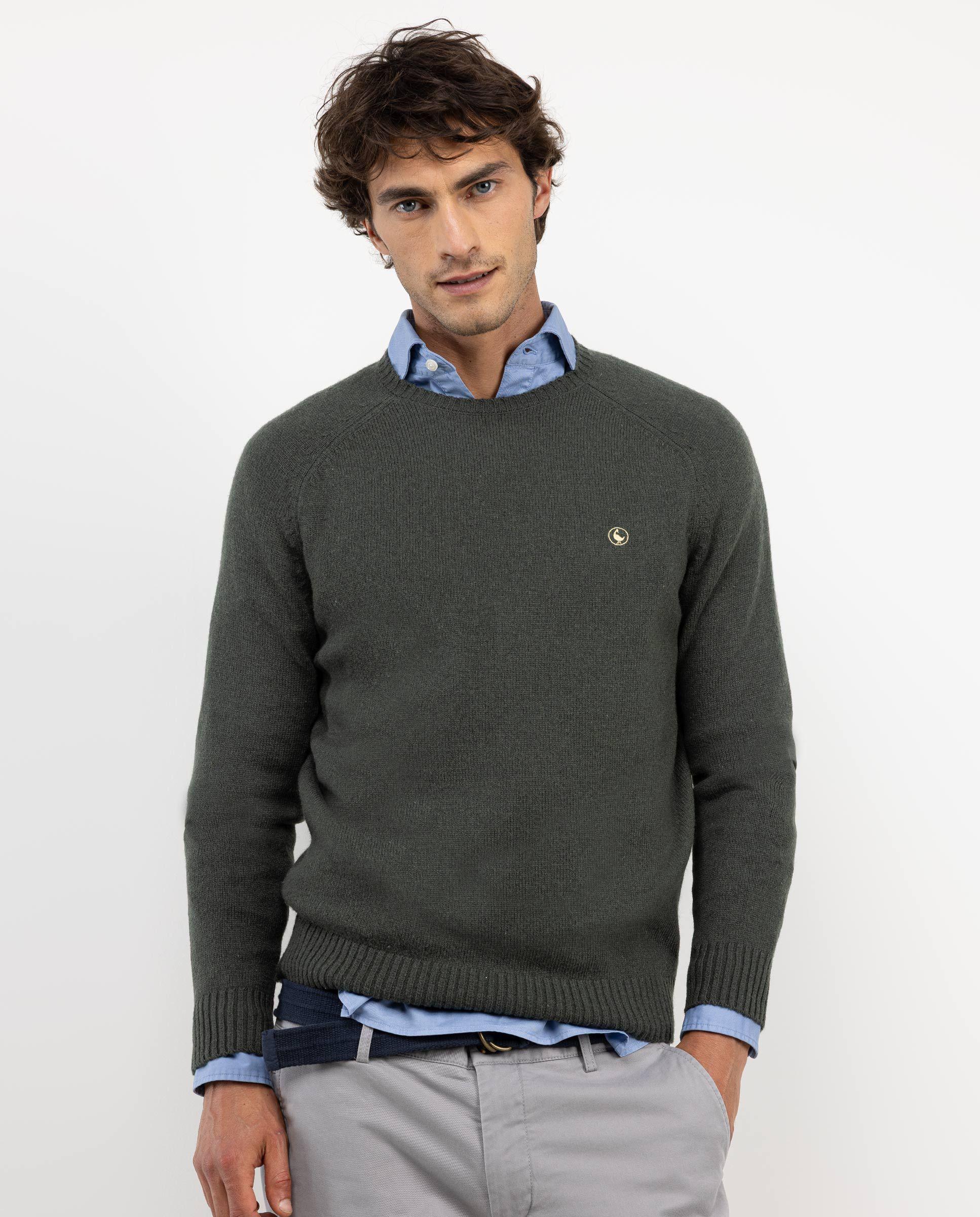 Jersey Merino Cuello Caja Verde Oscuro HOMBRE OI 25-0