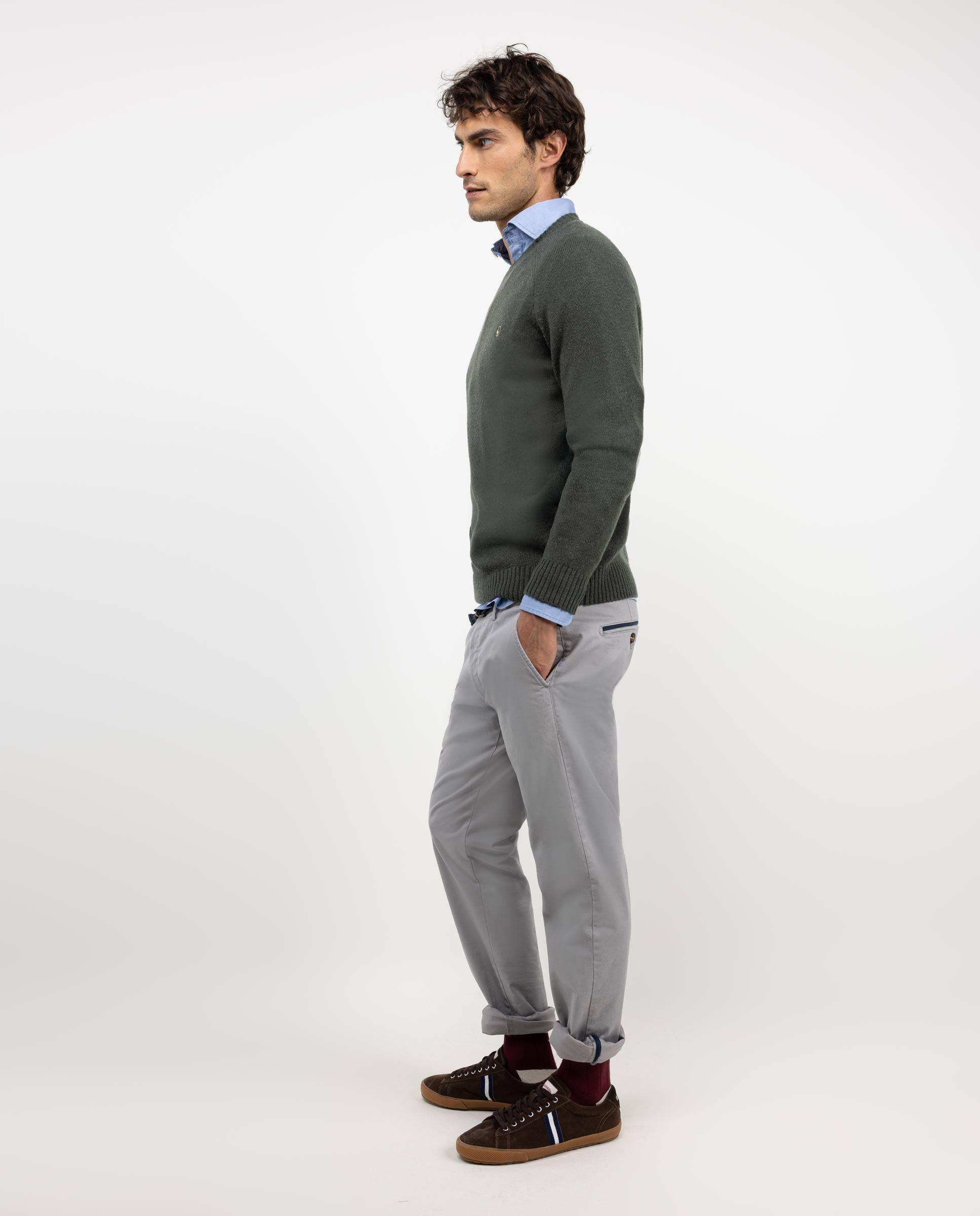 Jersey Merino Cuello Caja Verde Oscuro HOMBRE OI 25-2