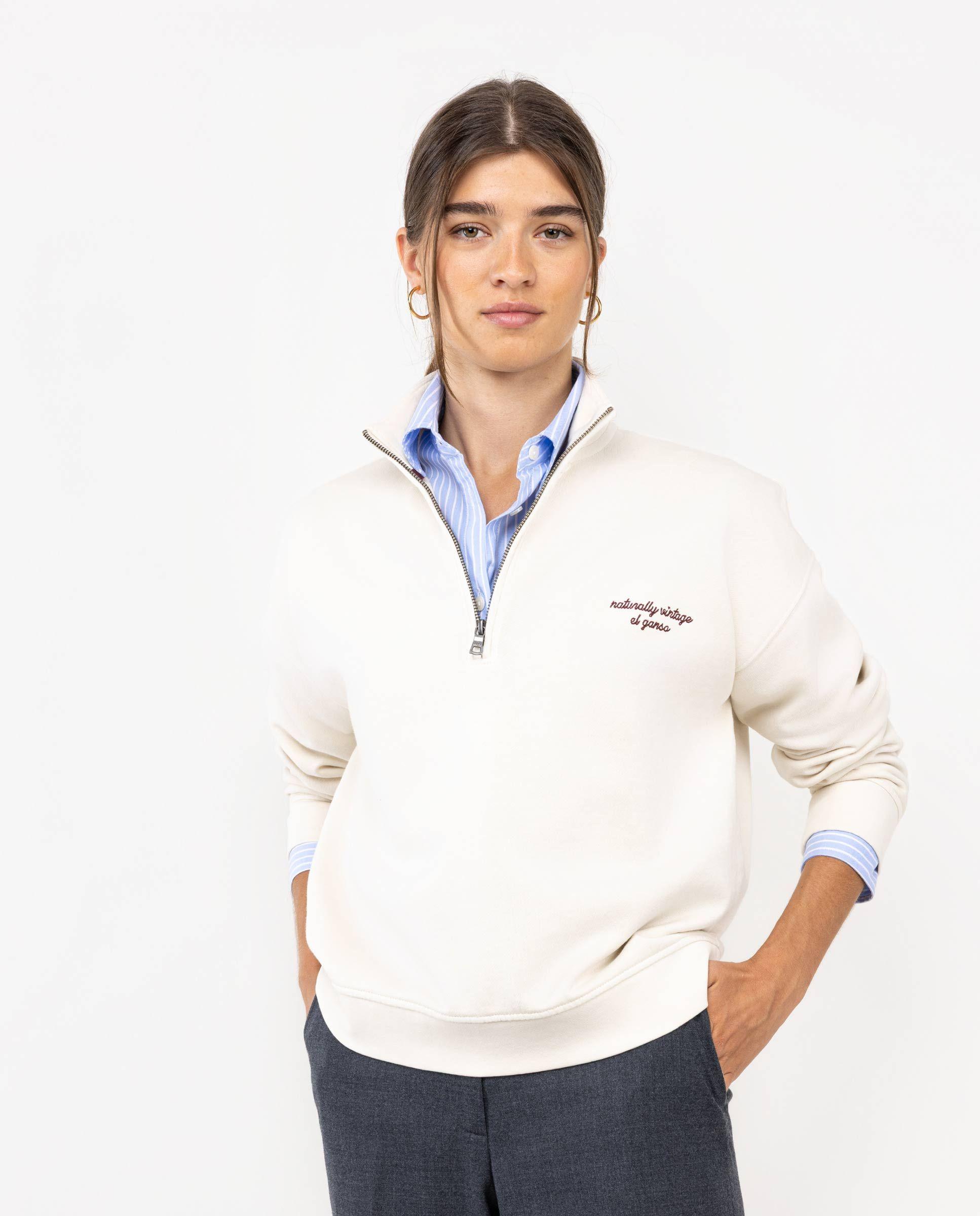 Sudadera Cuello Cremallera Crudo MUJER OI 25-0
