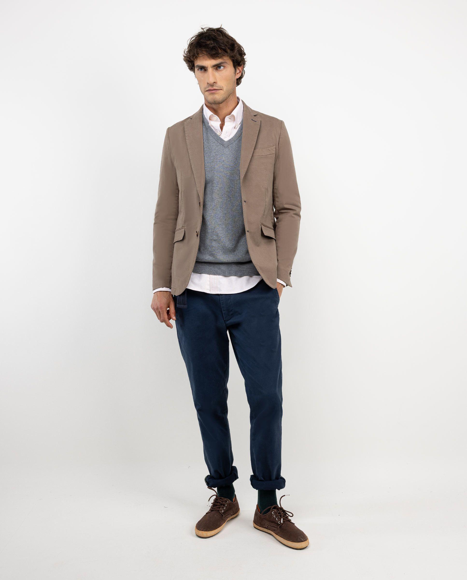 Americana Twill Tinte en Prenda Beige HOMBRE OI 25-0