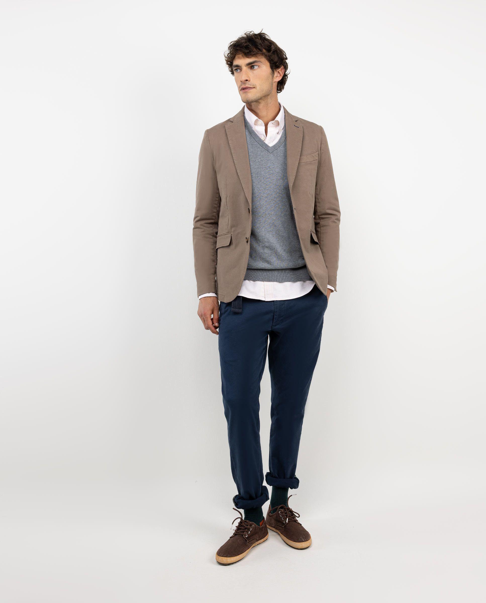 Americana Twill Tinte en Prenda Beige HOMBRE OI 25-1