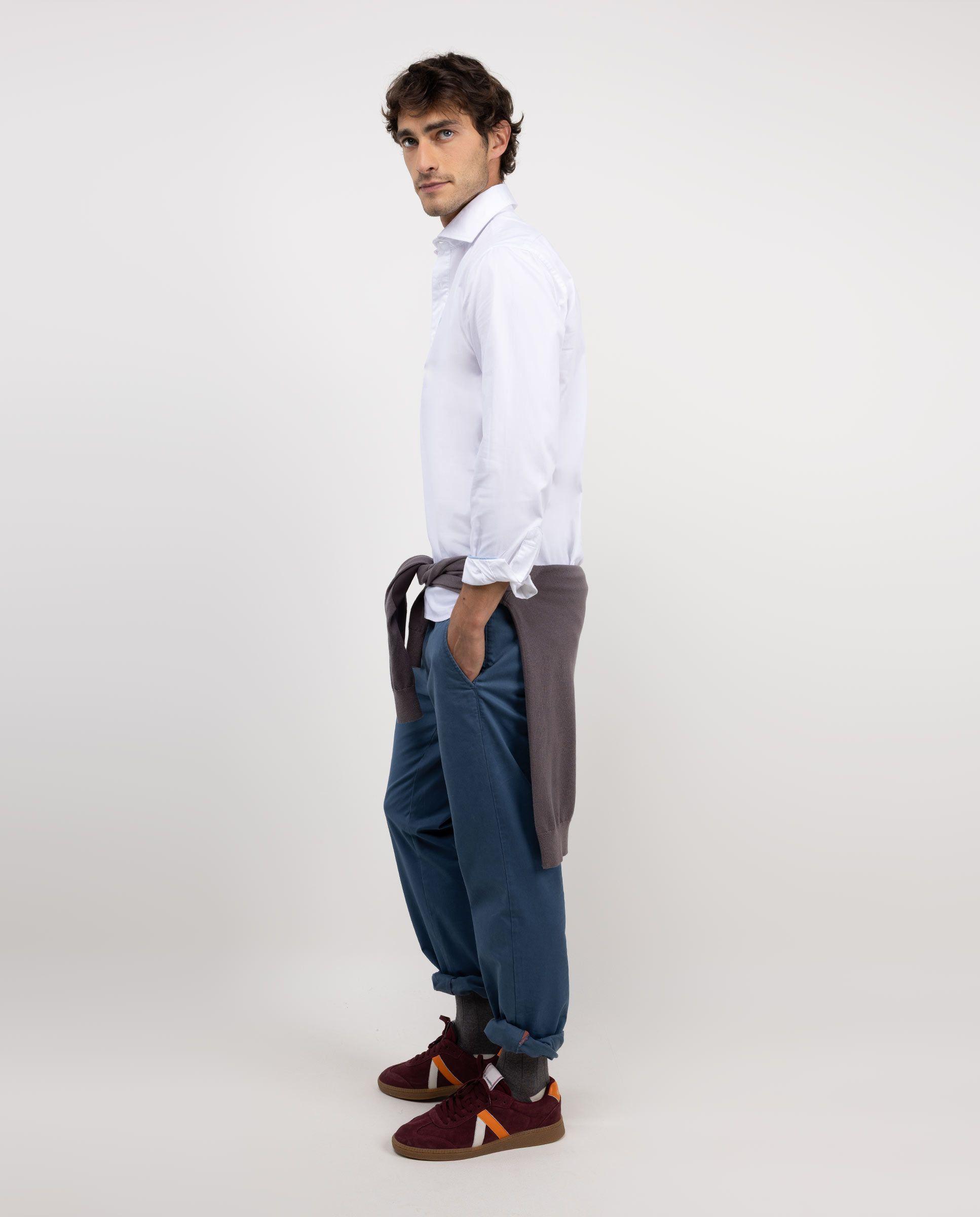 Camisa Polera Twill Garment Dyed Blanco HOMBRE OI 25-2