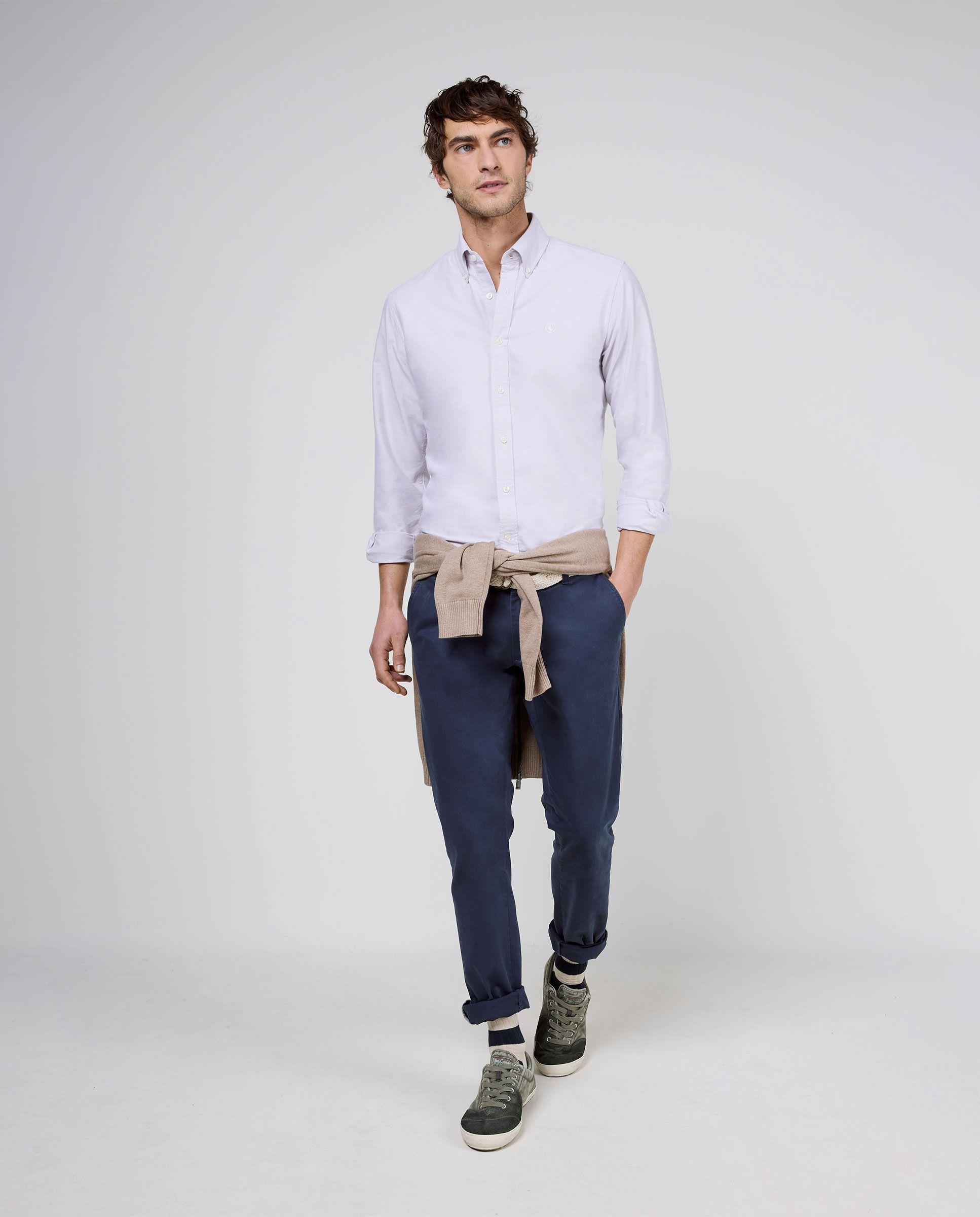 Camisa Oxford Liso Rosa Oscuro HOMBRE PV 26-0