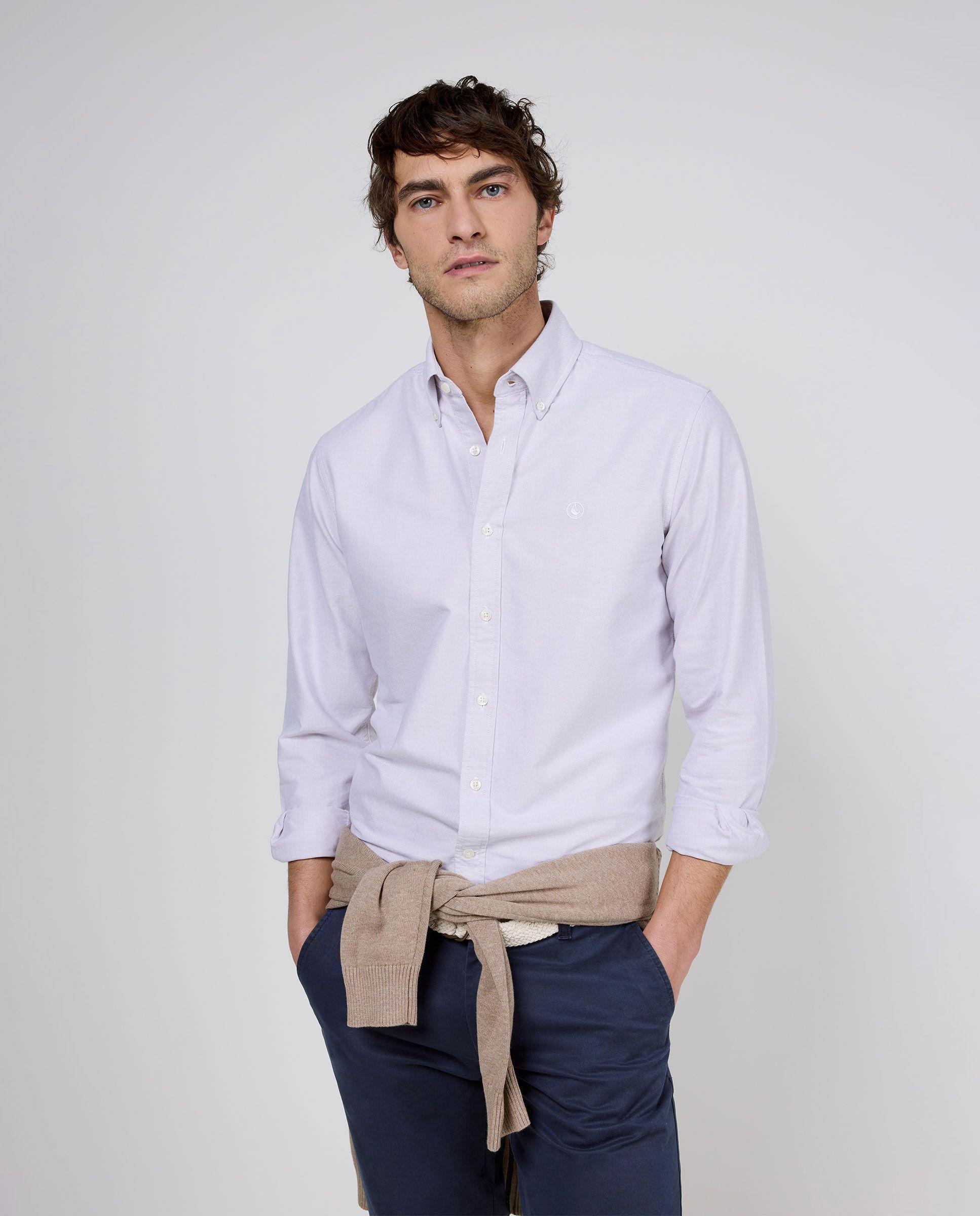 Camisa Oxford Liso Rosa Oscuro HOMBRE PV 26-1