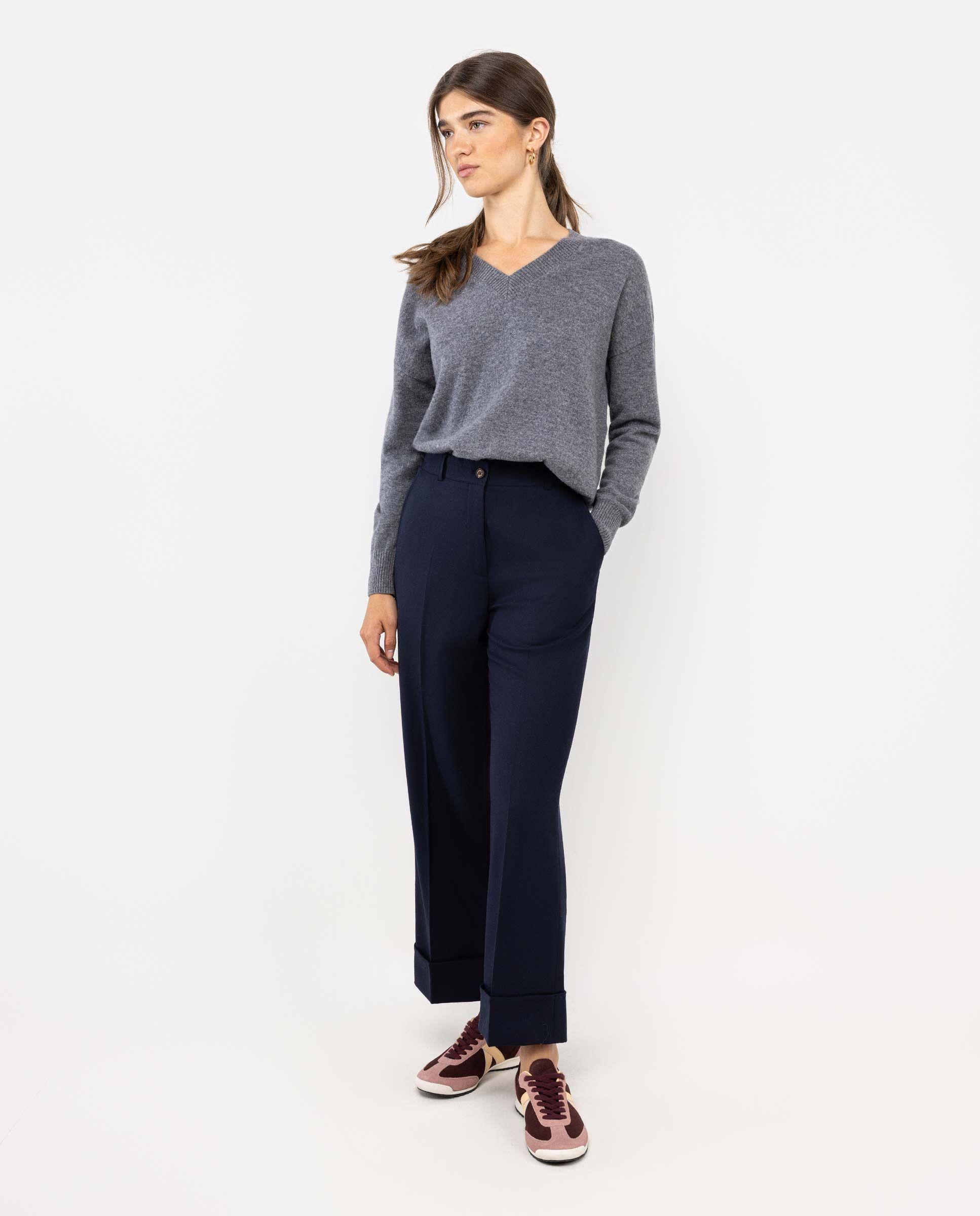 Jersey Cuello Pico Gris Melange MUJER OI 25-2