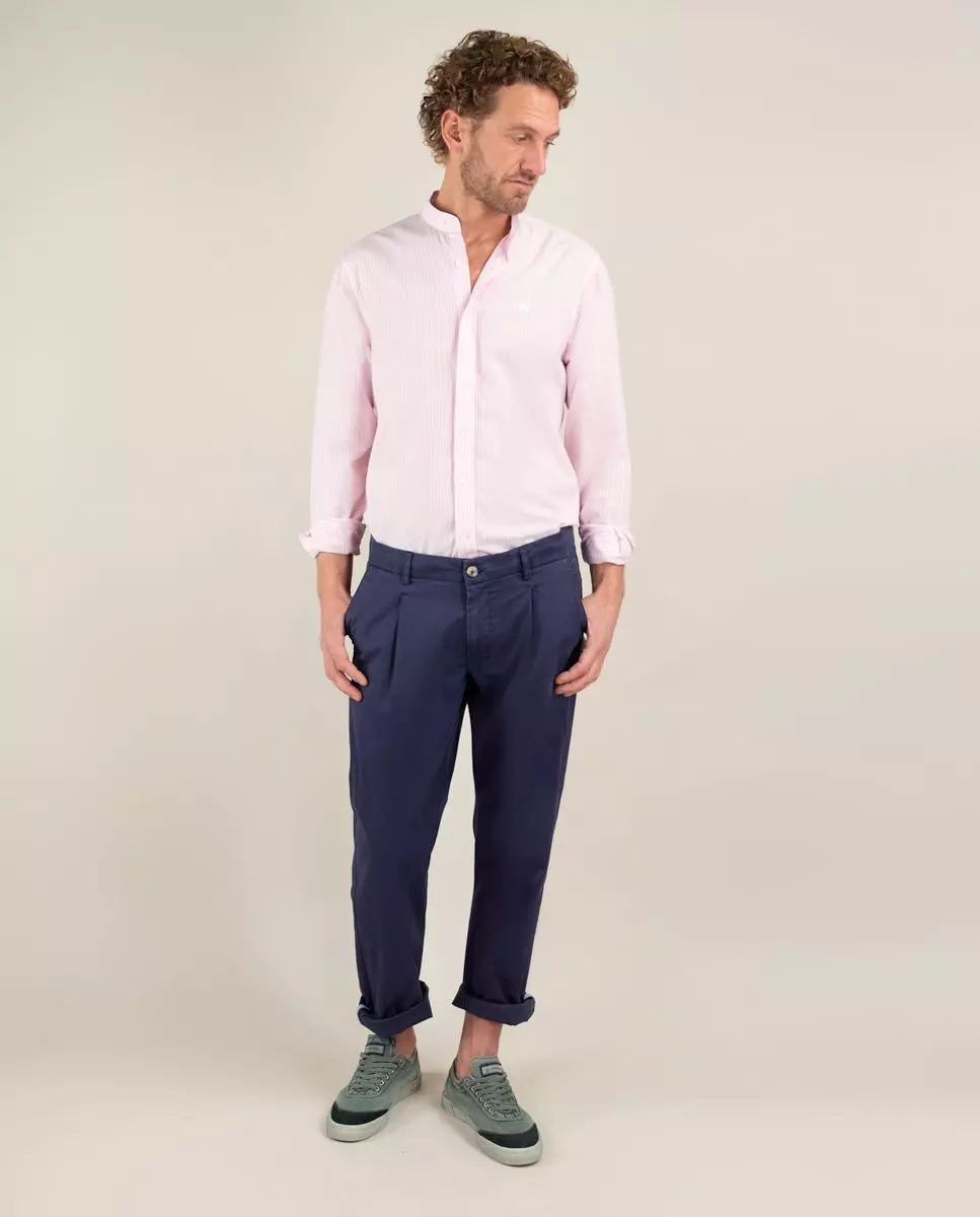 Camisa Seersucker Raya Rosa Cuello Mao HOMBRE PV 25-1
