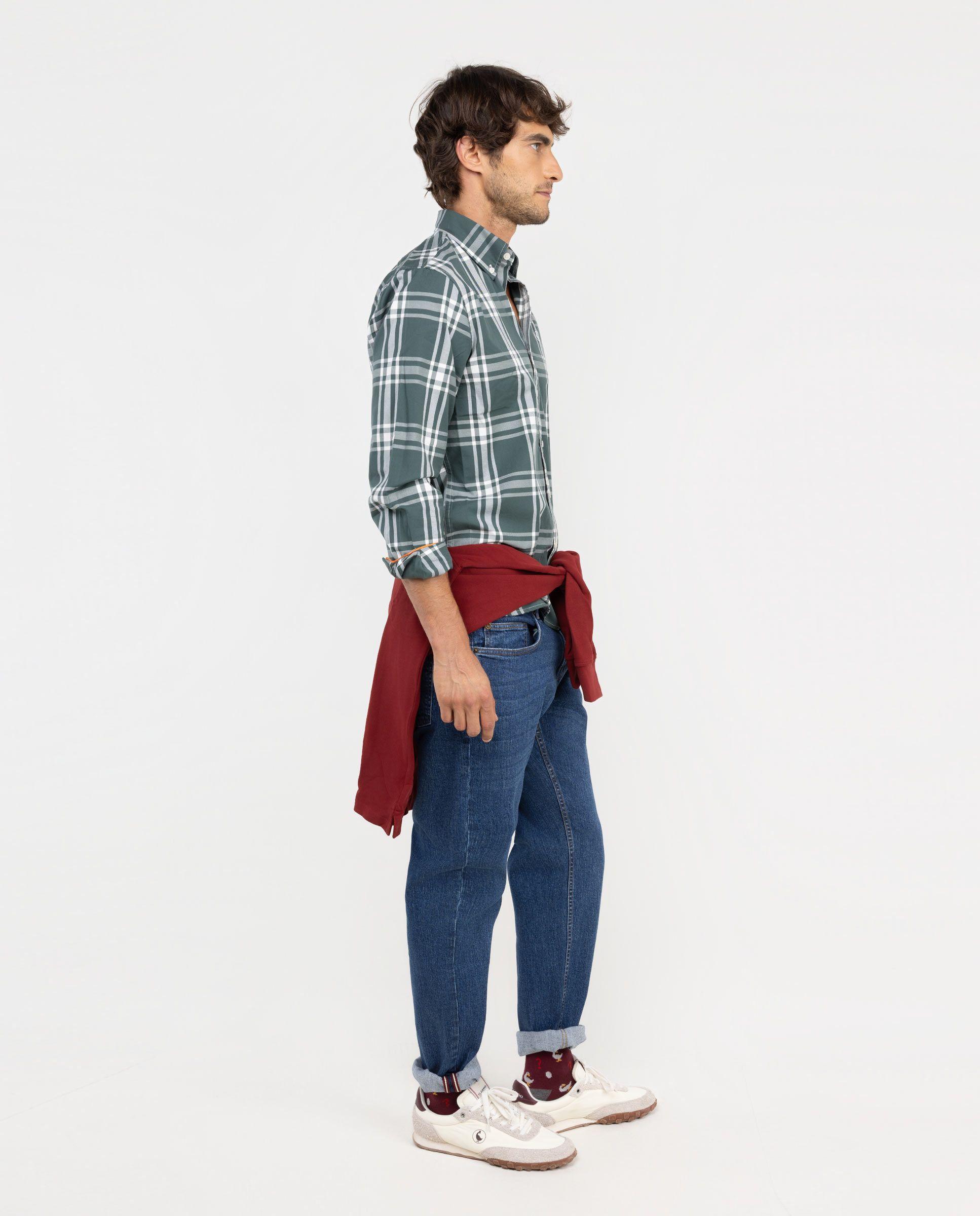 Camisa Cuadro Tartán Algodón Verde HOMBRE OI 25-2