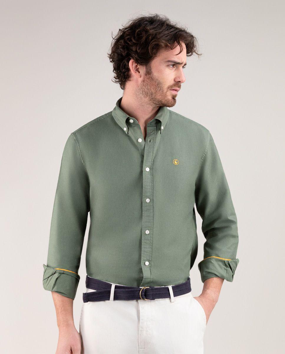 Camisa Algodón Garment Dyed Kaki HOMBRE PV 25-0