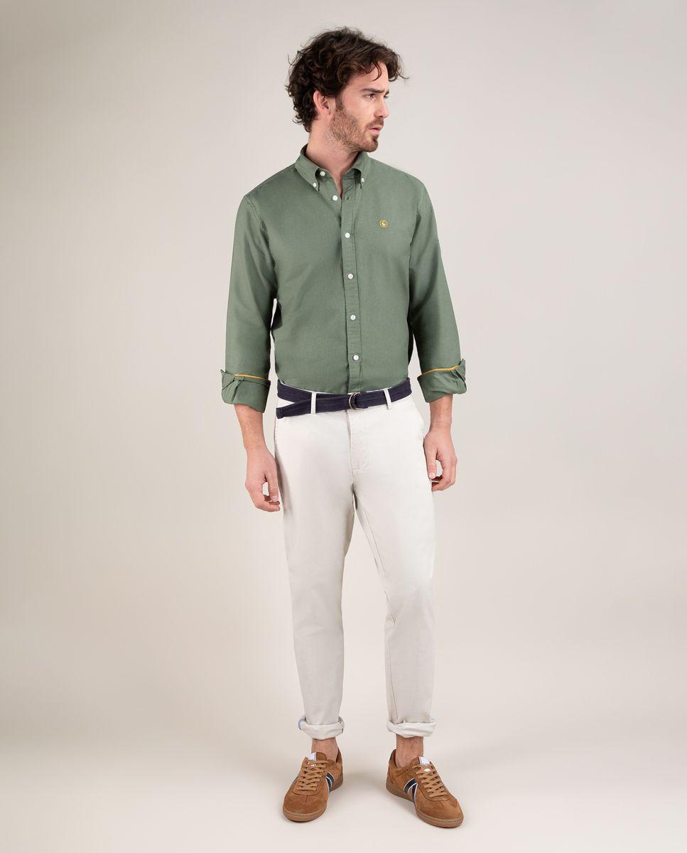 Camisa Algodón Garment Dyed Kaki HOMBRE PV 25-1