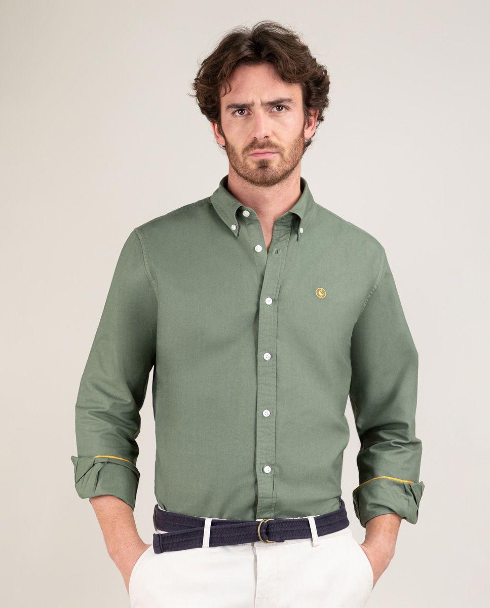 Camisa Algodón Garment Dyed Kaki HOMBRE PV 25-2