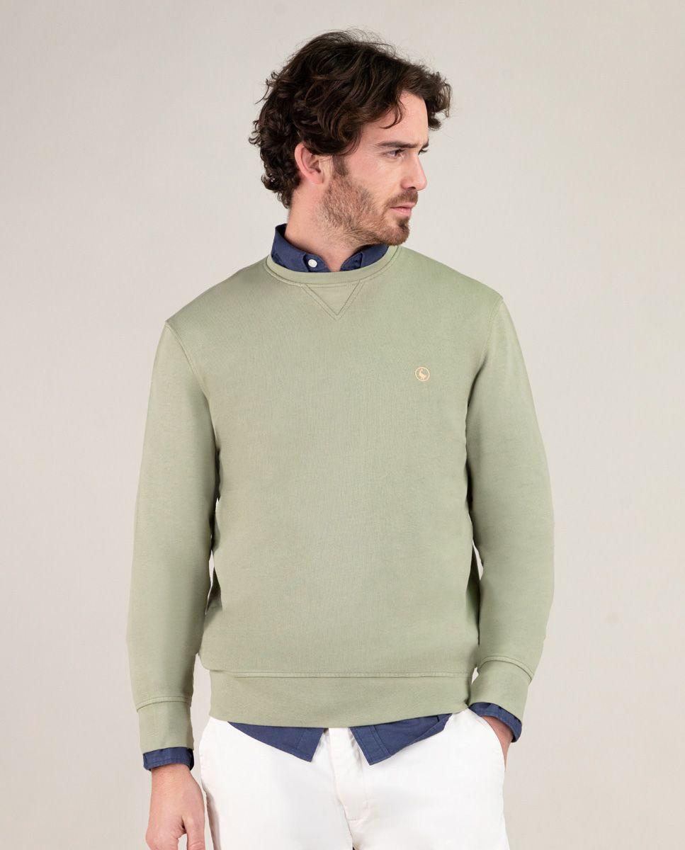Sudadera Cuello Caja Garment Dyed Kaki HOMBRE PV 25-0