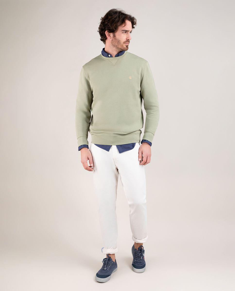 Sudadera Cuello Caja Garment Dyed Kaki HOMBRE PV 25-1