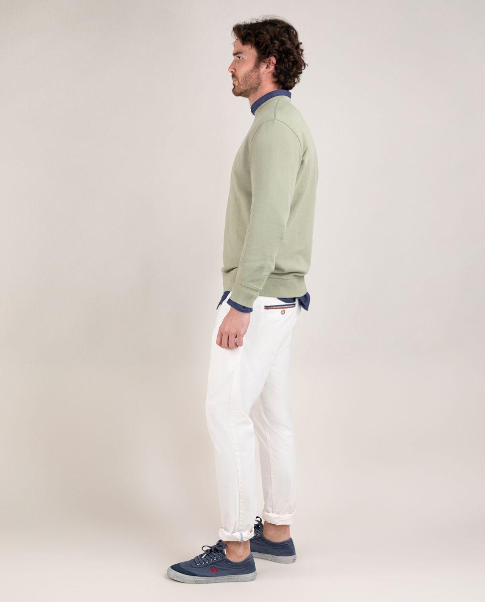 Sudadera Cuello Caja Garment Dyed Kaki HOMBRE PV 25-2