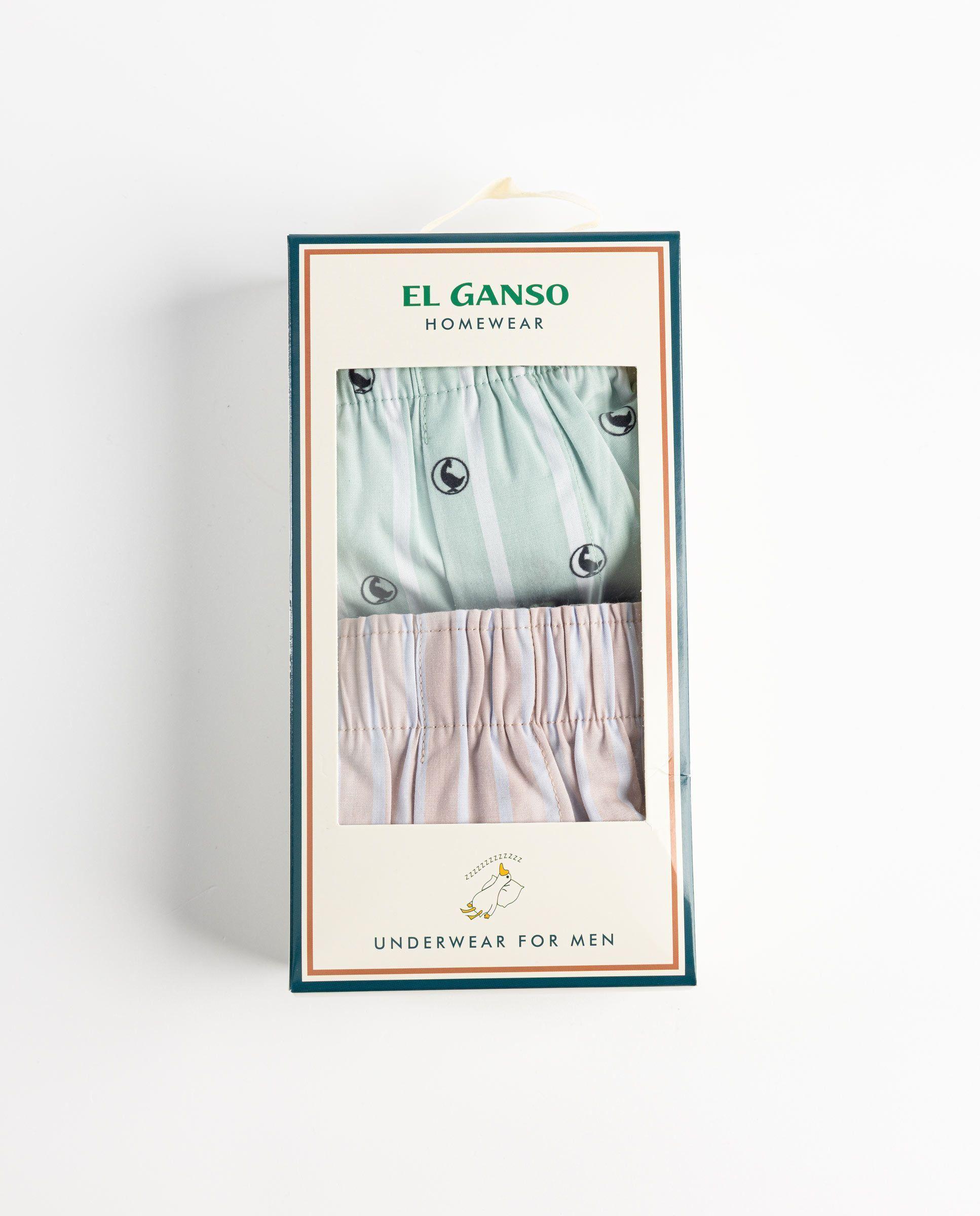 Pack Boxer Plana Raya Butcher Verde Estampado Gansos  Raya Butcher Rosa UNISEX OI 25-0