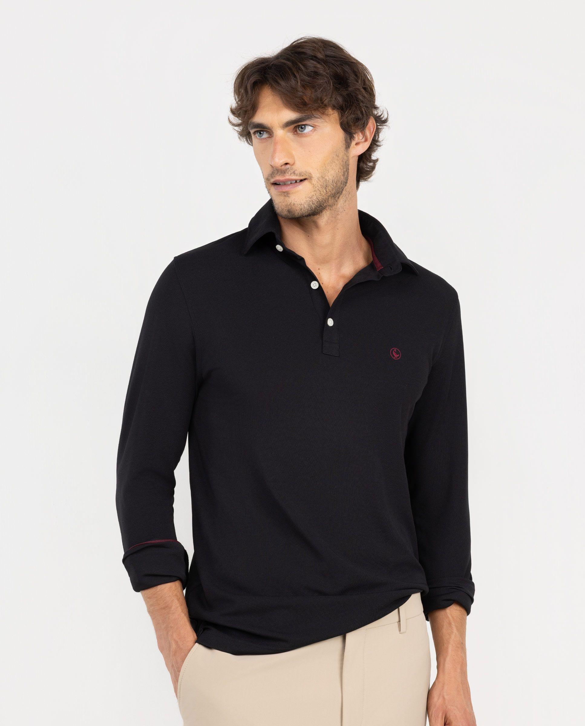 Polo Sepiia Manga Larga Negro HOMBRE OI 25-0