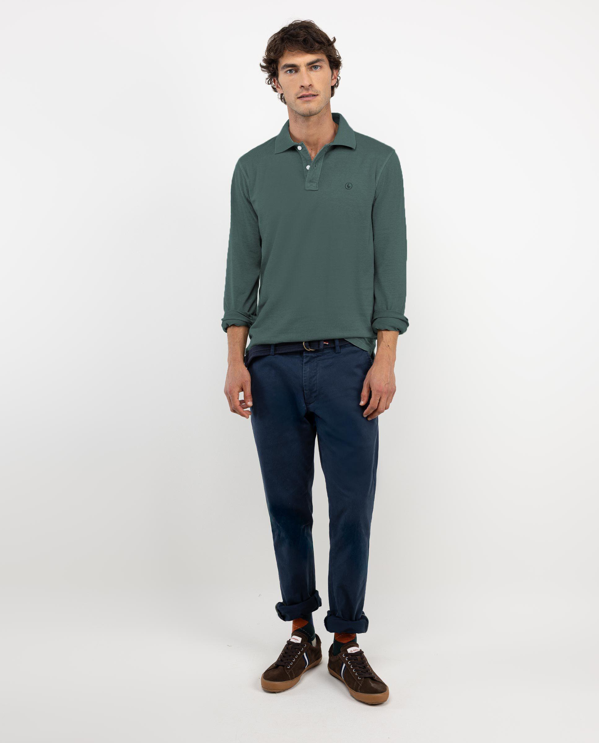 Polo Manga Larga Jersey Verde HOMBRE OI 25-0