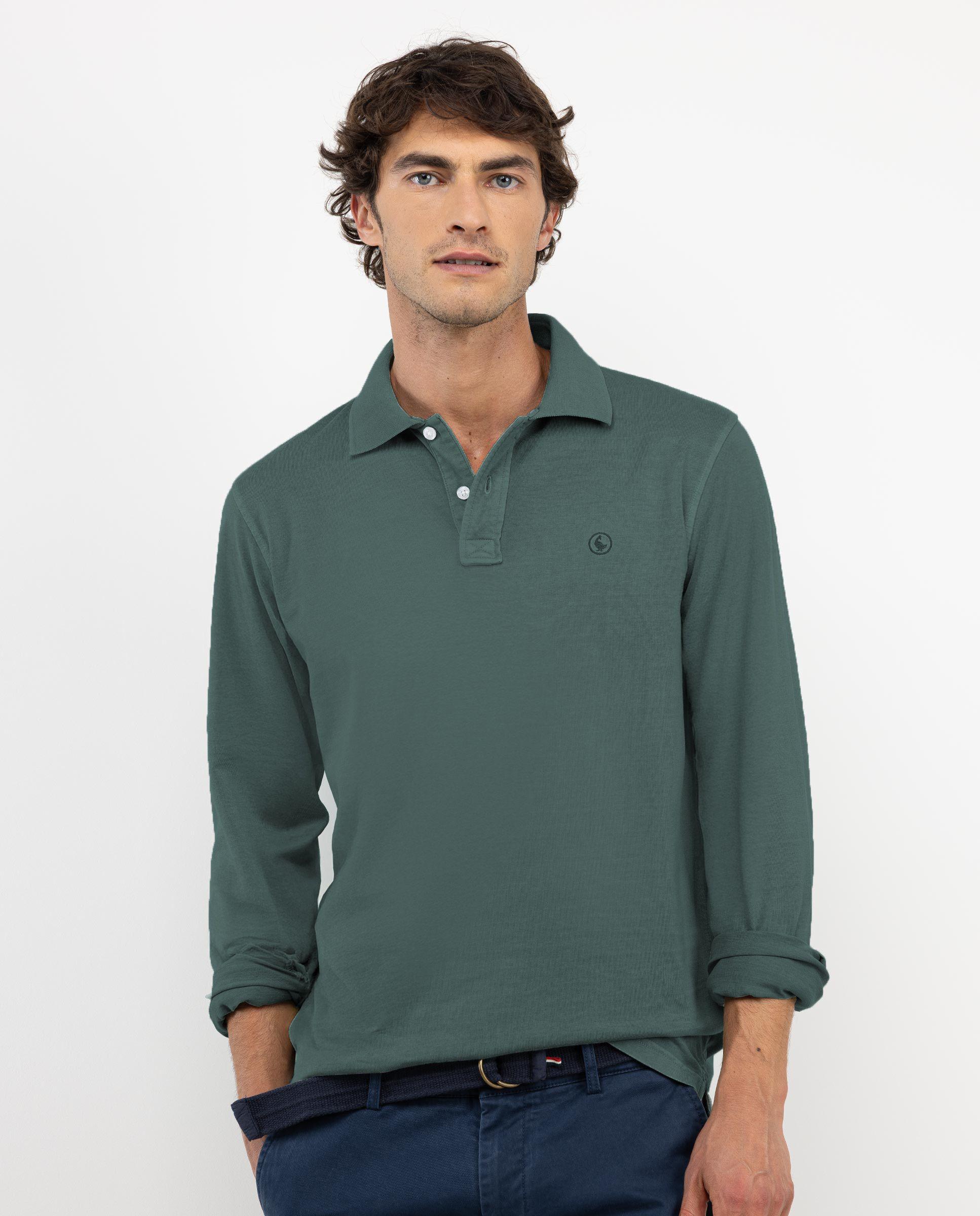 Polo Manga Larga Jersey Verde HOMBRE OI 25-1